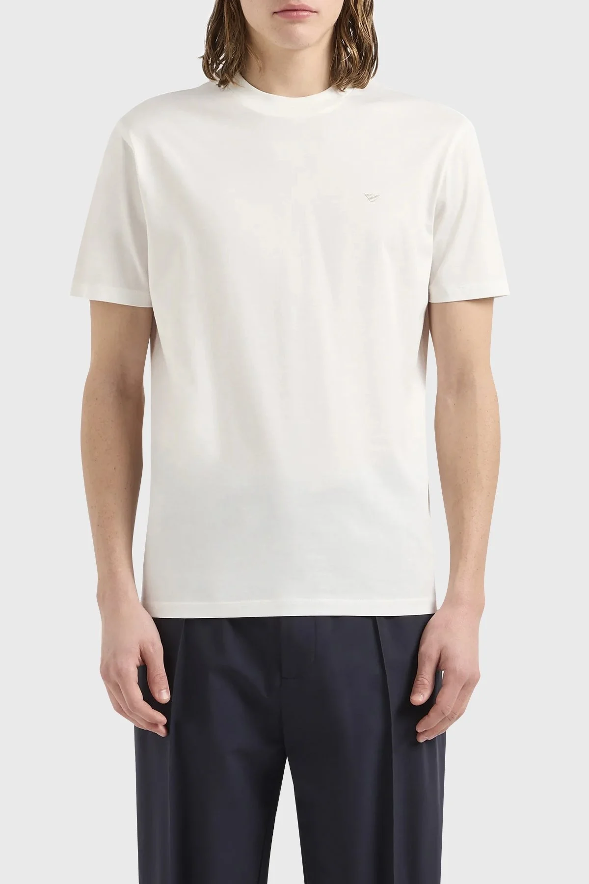 Emporio Armani Pamuklu Regular Fit Bisiklet Yaka Erkek T Shirt EM000079 AF10094 U1105 BEYAZ - 5