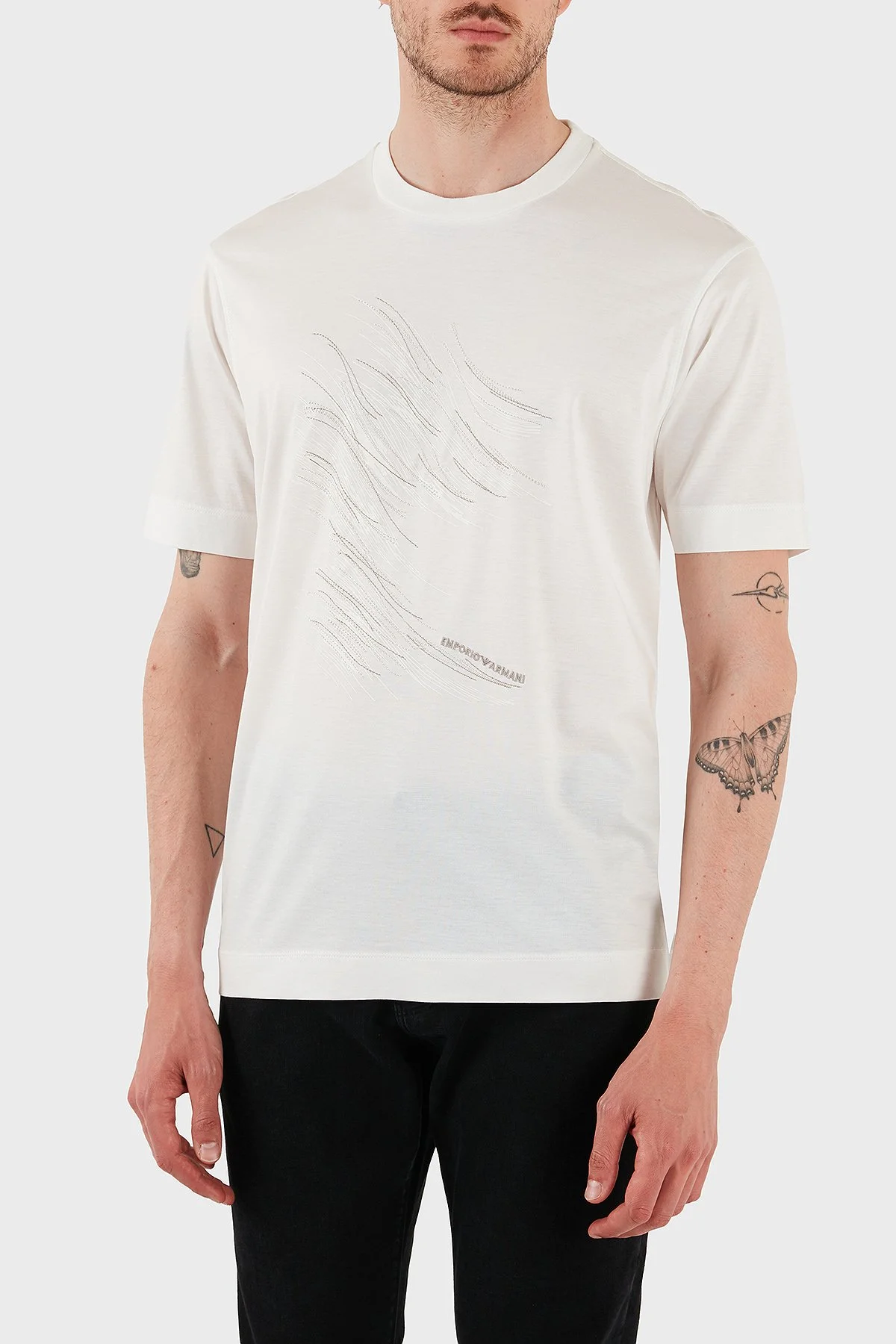 Emporio Armani Pamuklu Regular Fit Bisiklet Yaka Erkek T Shirt EM001023 AF13747 M0133 BEYAZ - 1