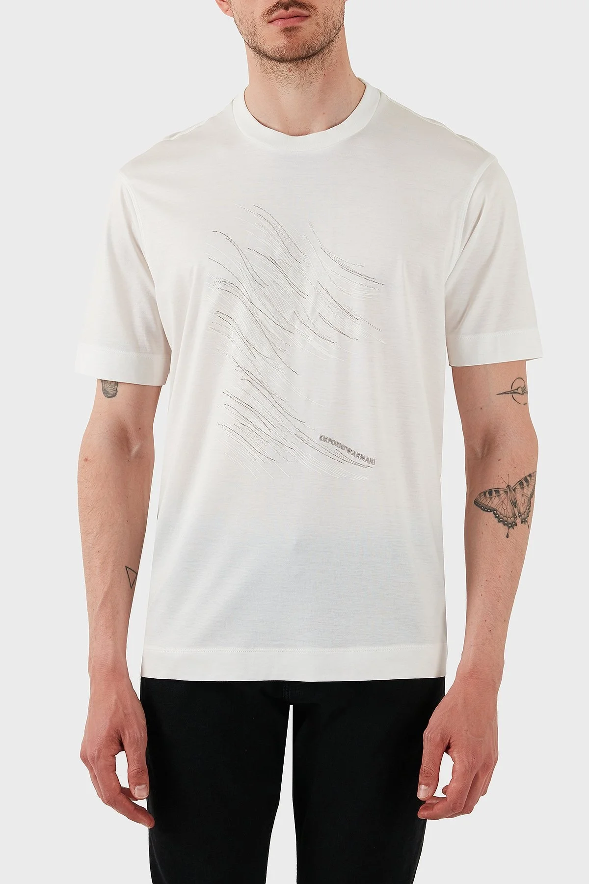 Emporio Armani Pamuklu Regular Fit Bisiklet Yaka Erkek T Shirt EM001023 AF13747 M6091 BEYAZ - 5