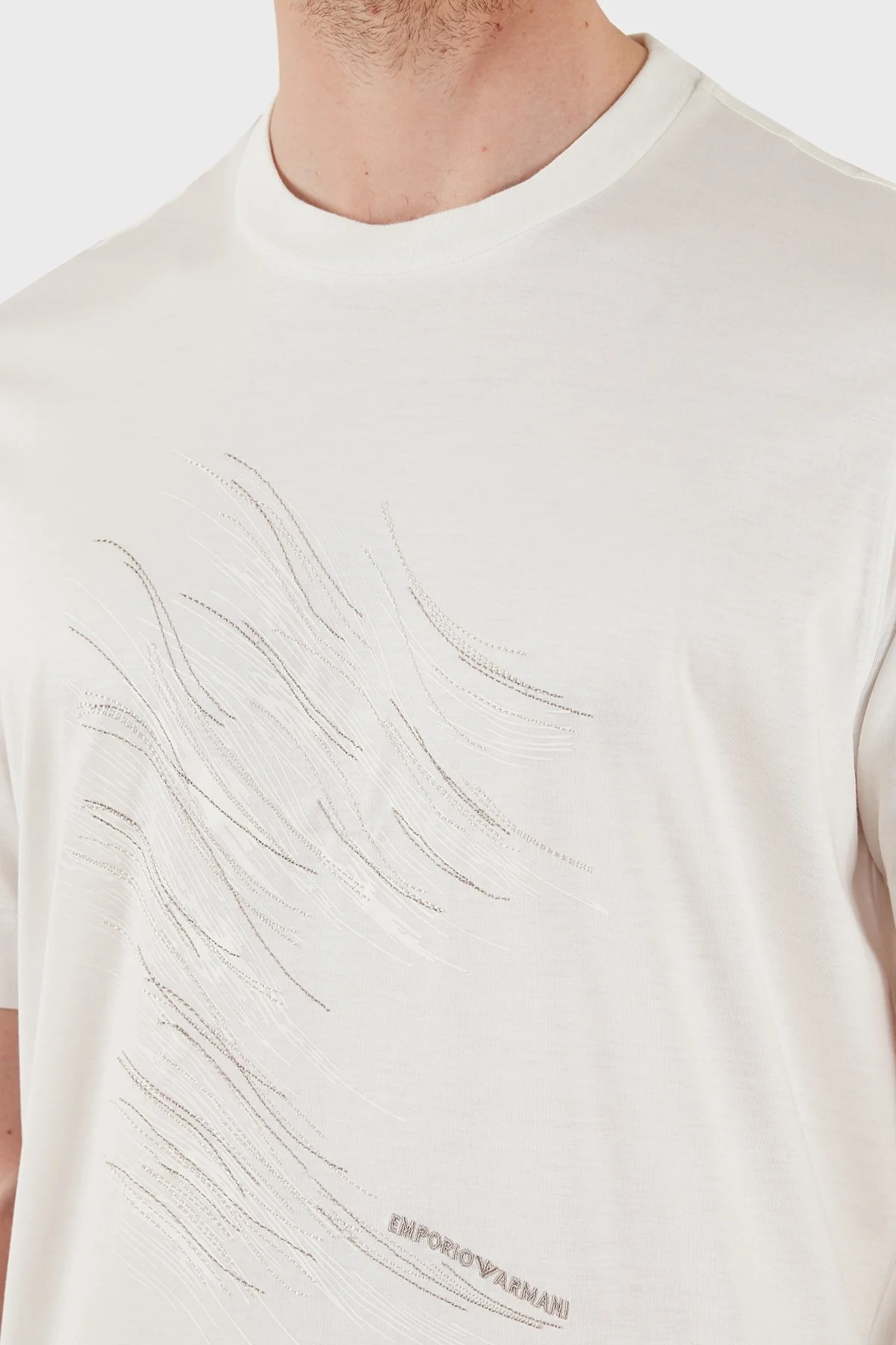 Emporio Armani Pamuklu Regular Fit Bisiklet Yaka Erkek T Shirt EM001023 AF13747 M6091 BEYAZ - 6