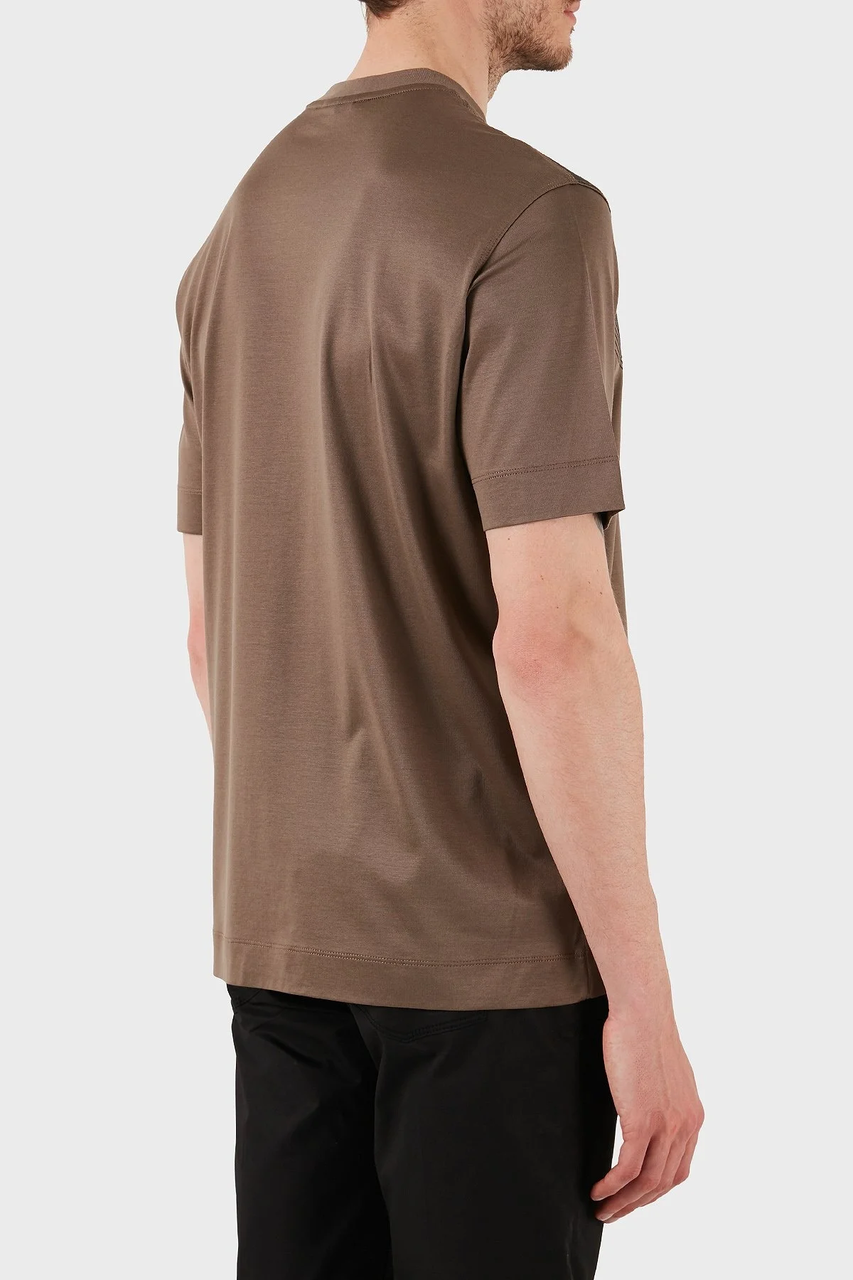 Emporio Armani Pamuklu Regular Fit Bisiklet Yaka Erkek T Shirt EM001023 AF13747 M6091 KAHVE - 6
