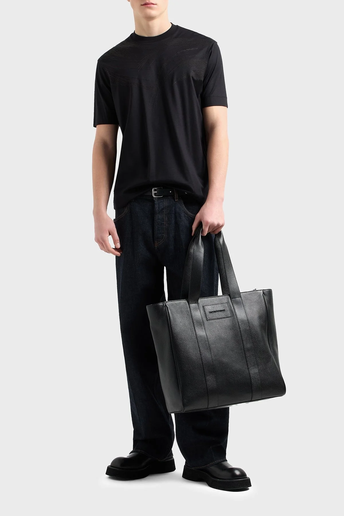 Emporio Armani Pamuklu Regular Fit Bisiklet Yaka Erkek T Shirt EM001023 AF13747 MC203 SİYAH - 2