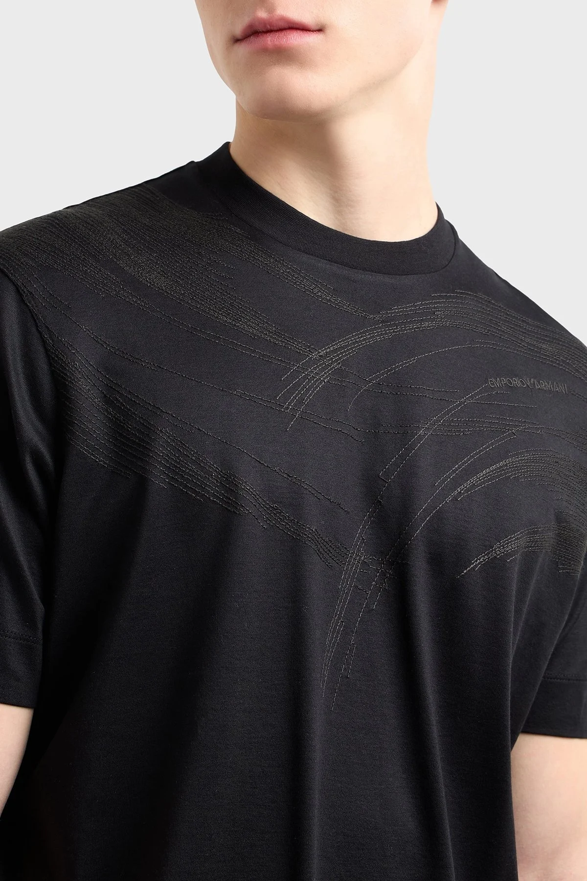 Emporio Armani Pamuklu Regular Fit Bisiklet Yaka Erkek T Shirt EM001023 AF13747 MC203 SİYAH - 4