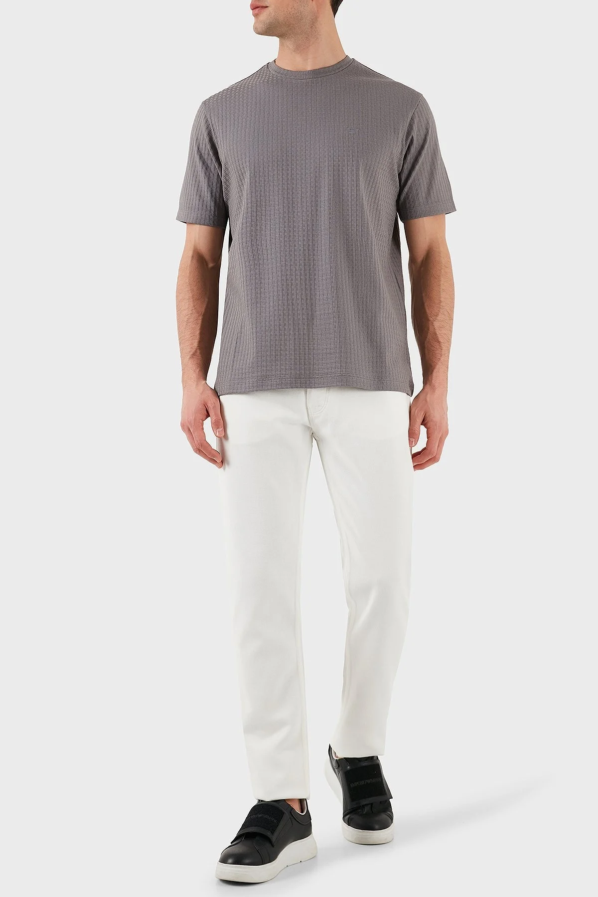 Emporio Armani Pamuklu Regular Fit Bisiklet Yaka Erkek T Shirt EM001728 AF14874 F8040 GRİ - 7