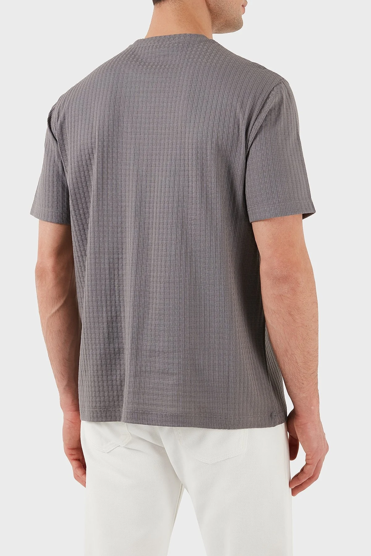 Emporio Armani Pamuklu Regular Fit Bisiklet Yaka Erkek T Shirt EM001728 AF14874 F8040 GRİ - 8