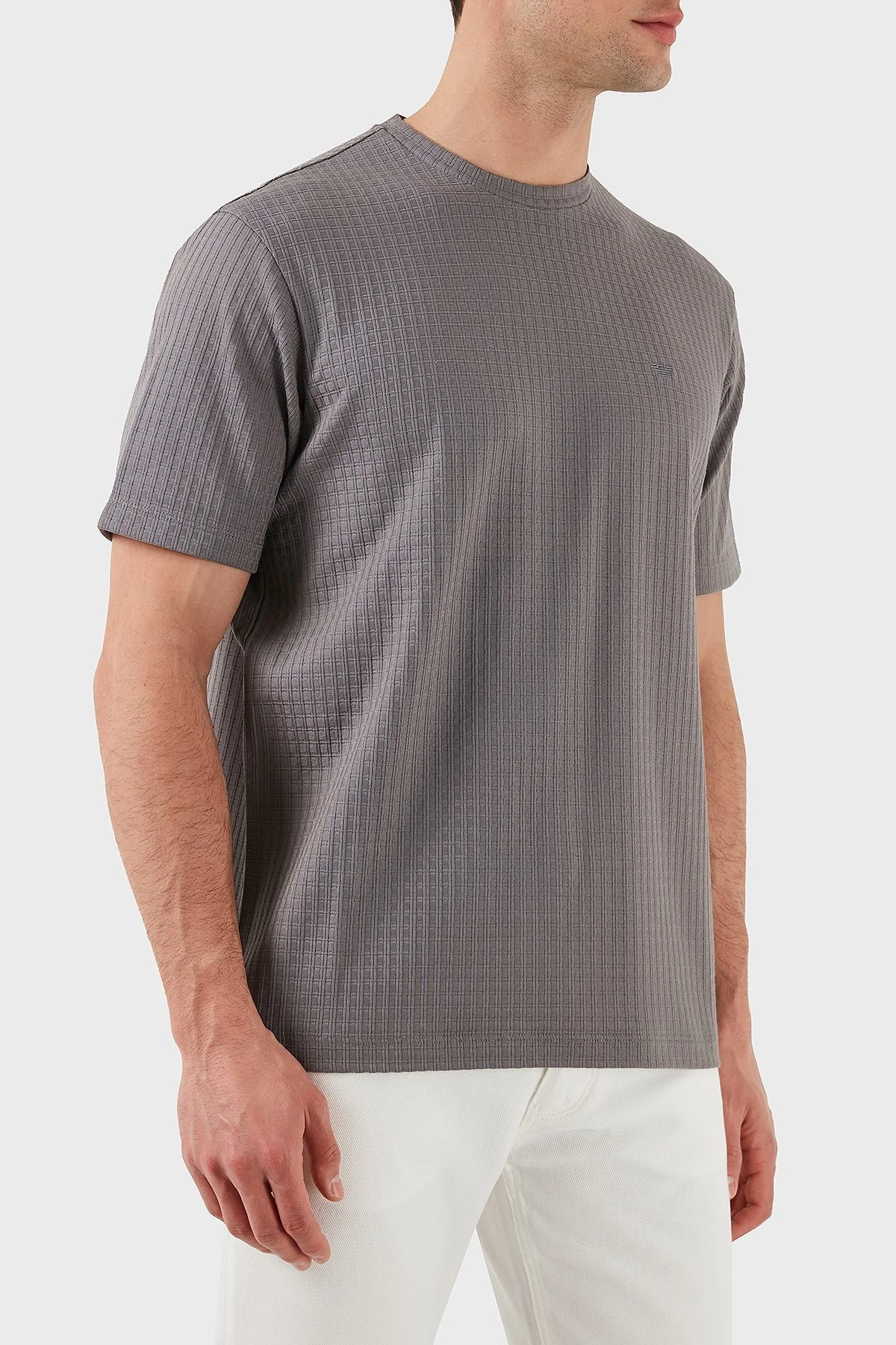 Emporio Armani Pamuklu Regular Fit Bisiklet Yaka Erkek T Shirt EM001728 AF14874 F8040 GRİ - 9