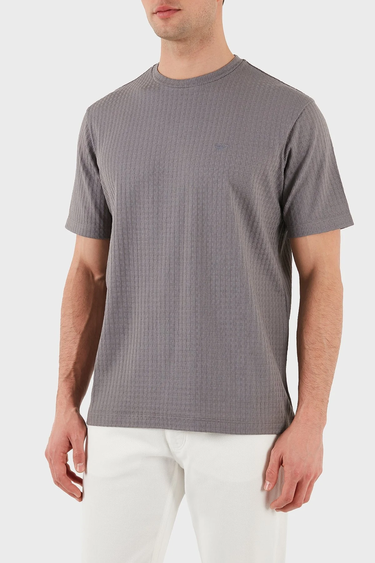 Emporio Armani Pamuklu Regular Fit Bisiklet Yaka Erkek T Shirt EM001728 AF14874 F8040 GRİ - 10