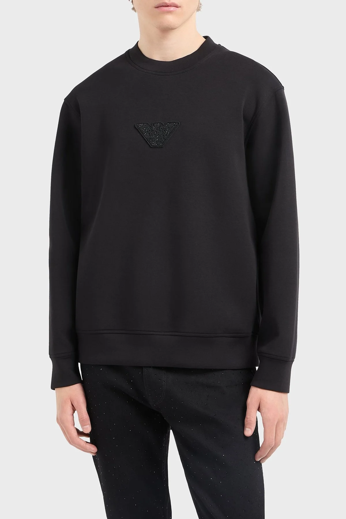 Emporio Armani Pamuklu Regular Fit Bisiklet Yaka Logolu Erkek Sweat EM001494 AF10013 UC001 SİYAH - 1