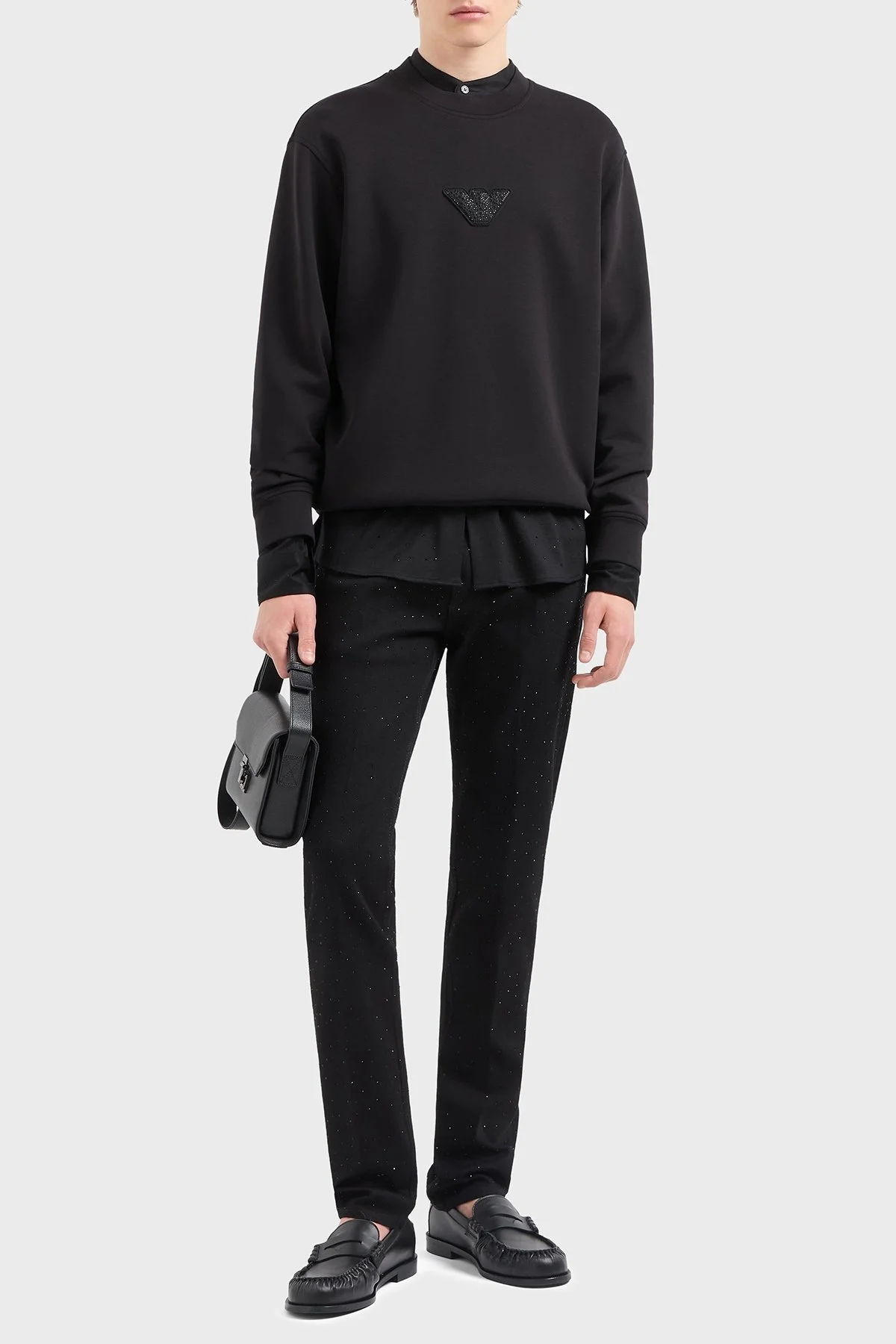 Emporio Armani Pamuklu Regular Fit Bisiklet Yaka Logolu Erkek Sweat EM001494 AF10013 UC001 SİYAH - 2