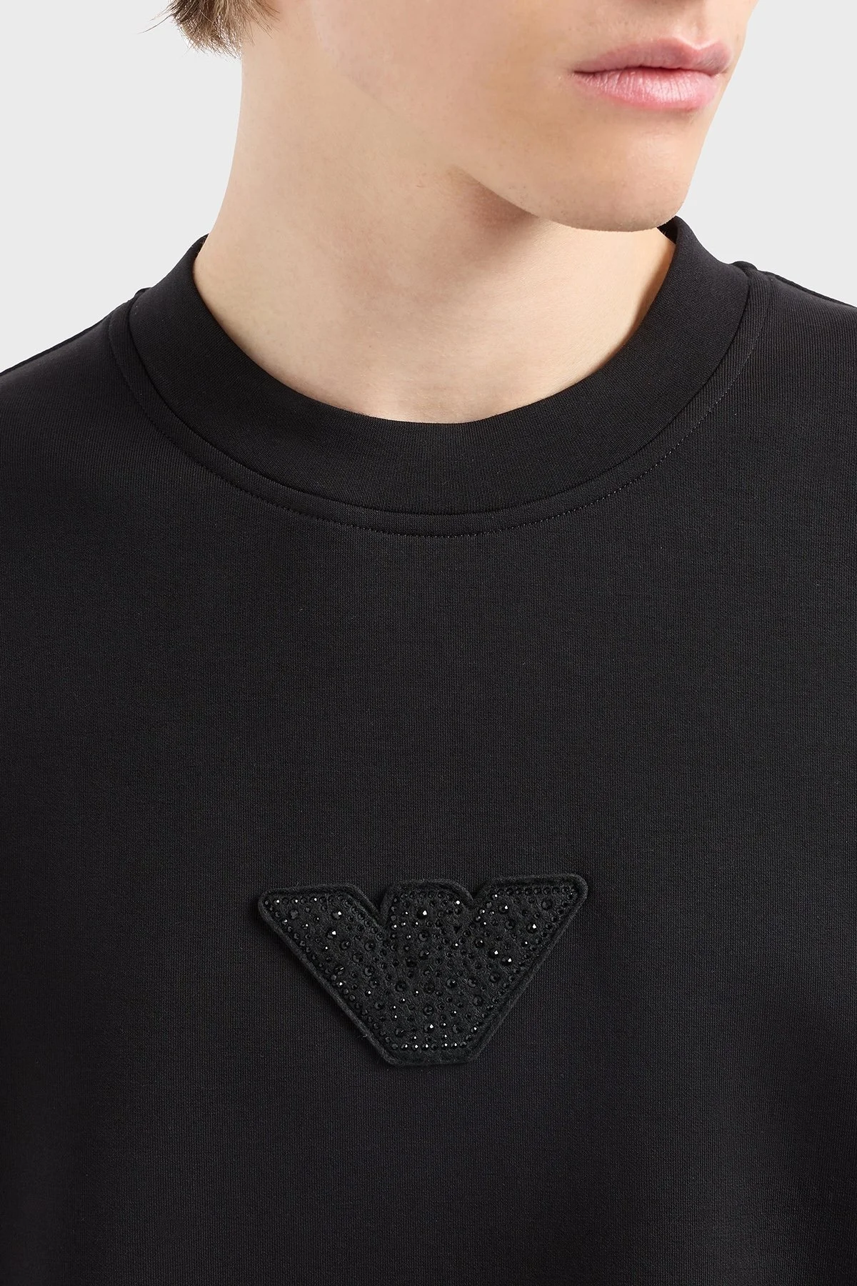 Emporio Armani Pamuklu Regular Fit Bisiklet Yaka Logolu Erkek Sweat EM001494 AF10013 UC001 SİYAH - 4