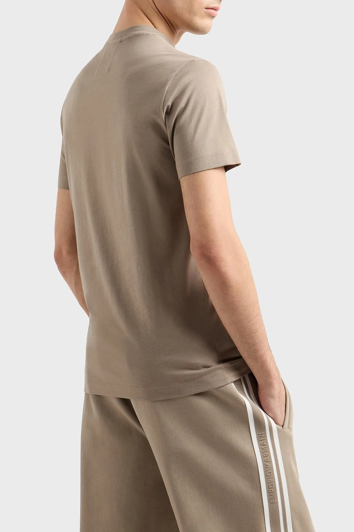 Emporio Armani Pamuklu Regular Fit Bisiklet Yaka Logolu Erkek T Shirt 8N1TN5 1JPZZ M6117 BEJ - 3