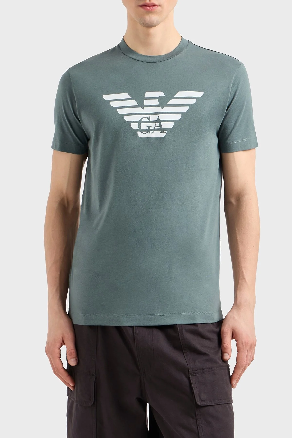 Emporio Armani Pamuklu Regular Fit Bisiklet Yaka Logolu Erkek T Shirt 8N1TN5 1JPZZ M9061 YEŞİL - 4