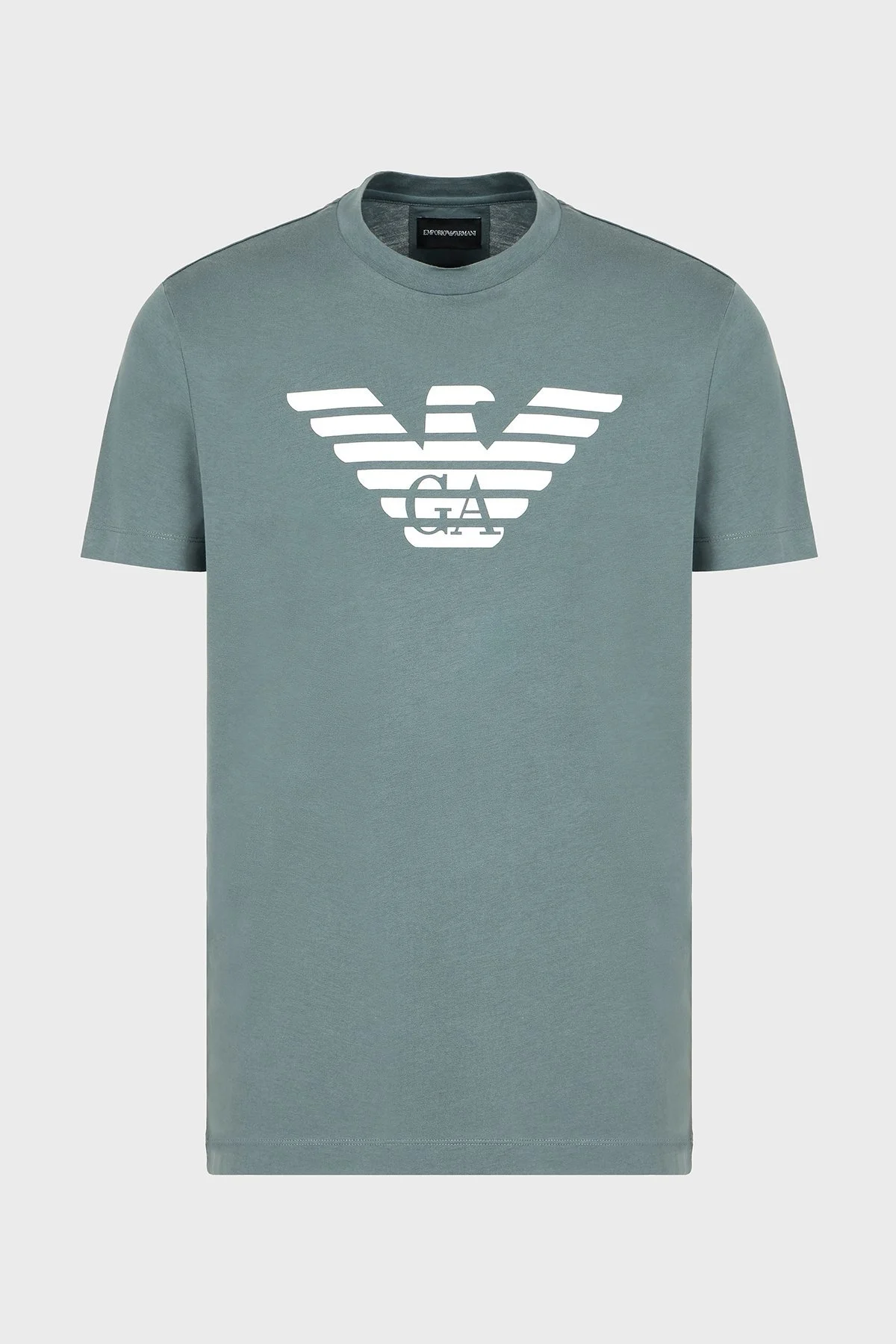 Emporio Armani Pamuklu Regular Fit Bisiklet Yaka Logolu Erkek T Shirt 8N1TN5 1JPZZ M9061 YEŞİL - 5
