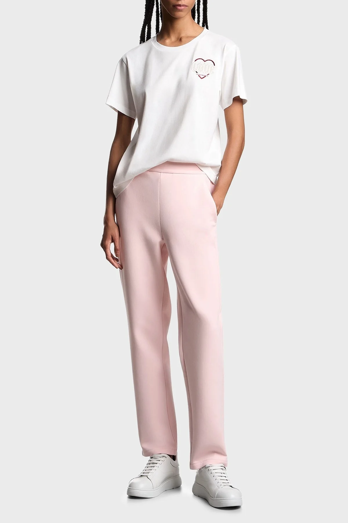 Emporio Armani Pamuklu Regular Fit Bisiklet Yaka Minimal Desenli Bayan T Shirt EW002608 AF18844 U0006 BEYAZ - 2