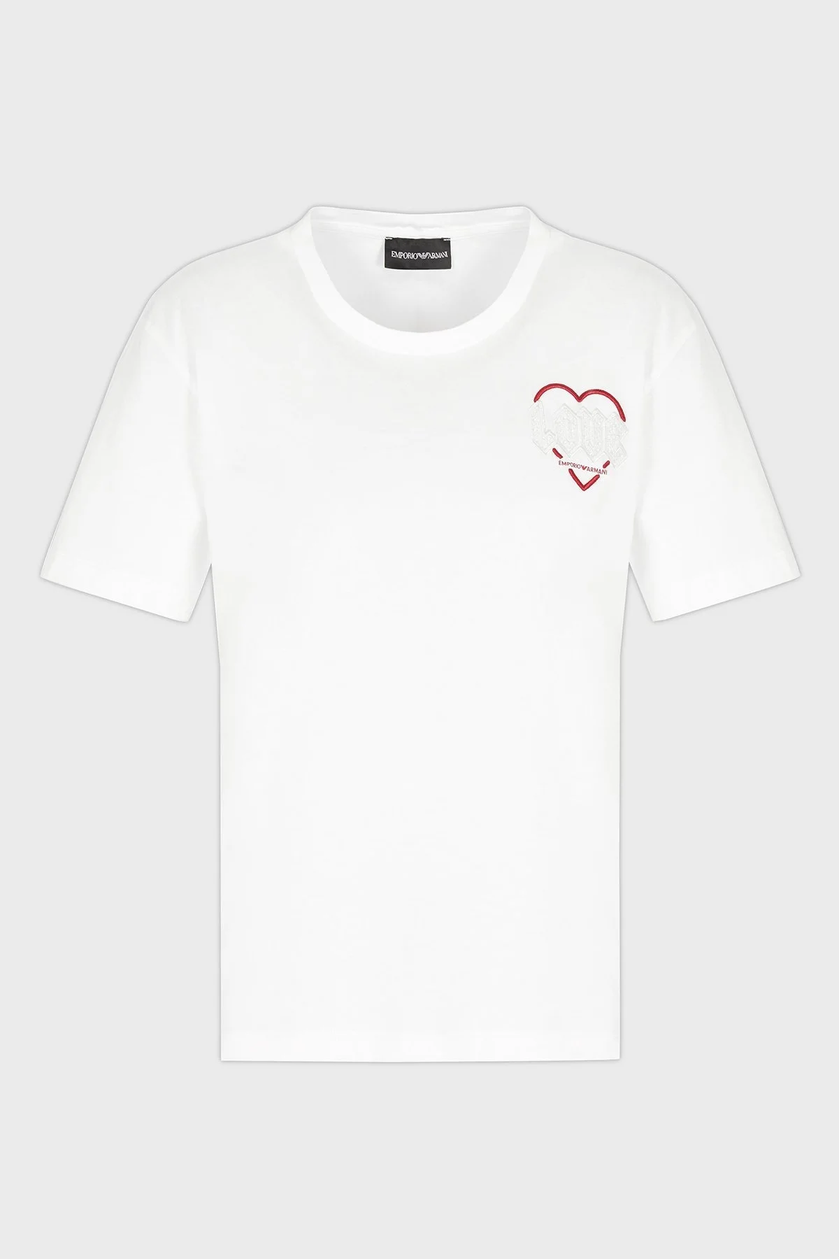 Emporio Armani Pamuklu Regular Fit Bisiklet Yaka Minimal Desenli Bayan T Shirt EW002608 AF18844 U0006 BEYAZ - 5