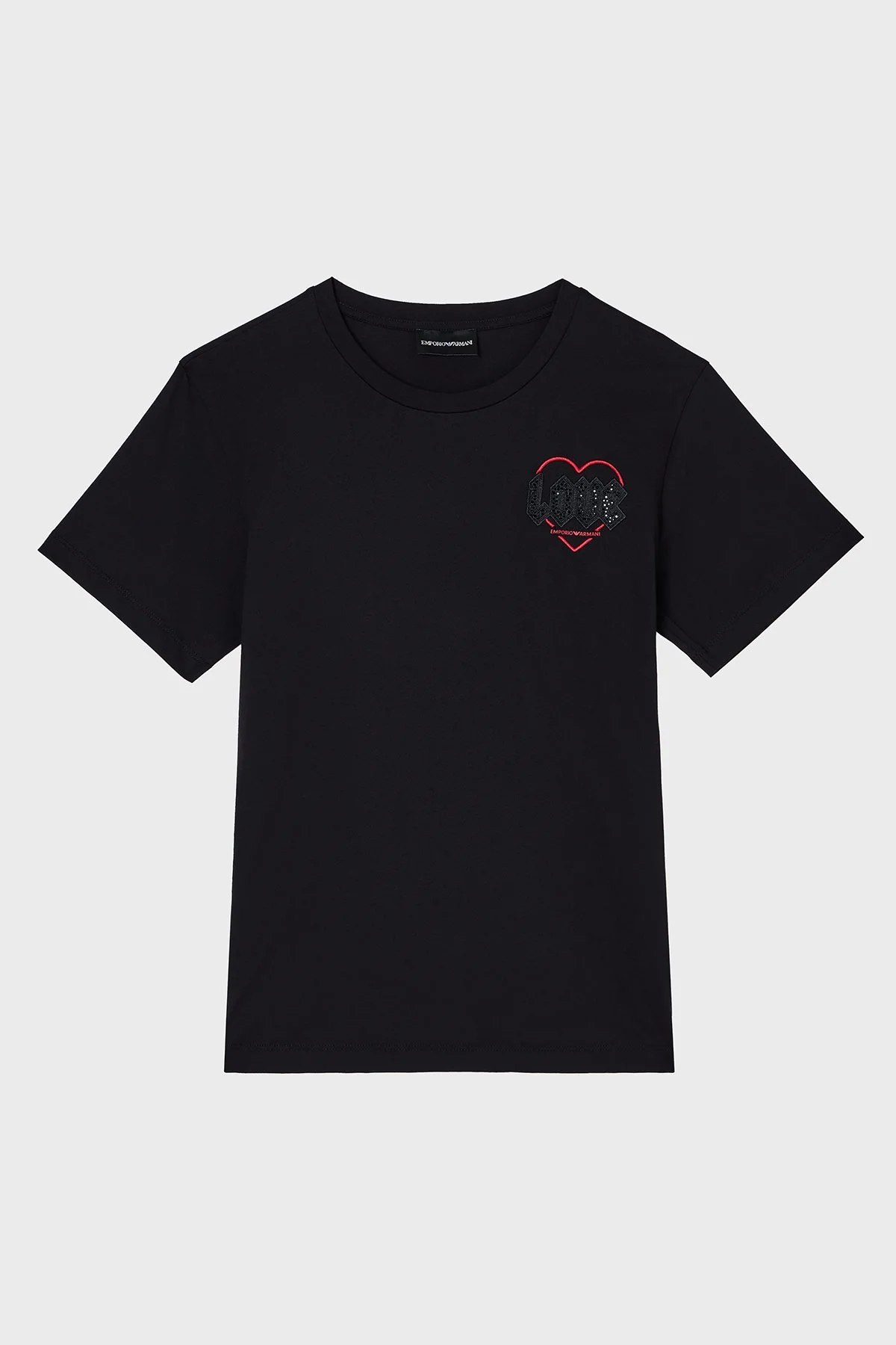 Emporio Armani Pamuklu Regular Fit Bisiklet Yaka Minimal Desenli Kadın T Shirt EW002608 AF18844 UC001 SİYAH - 5