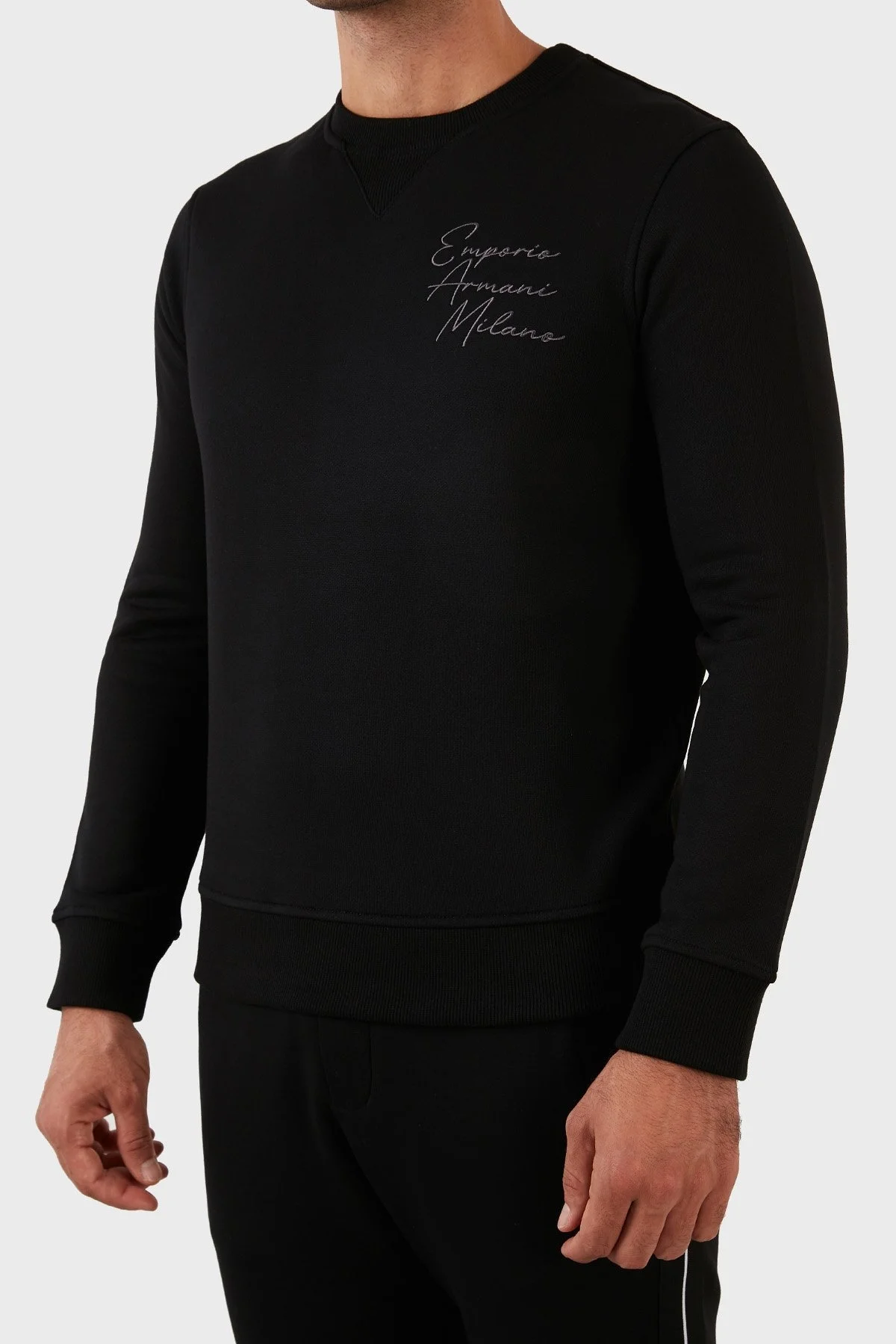 Emporio Armani Pamuklu Regular Fit Bisiklet Yaka Şardonlu Erkek Sweat 6L1MP2 1JQNZ 0030 SİYAH - 4