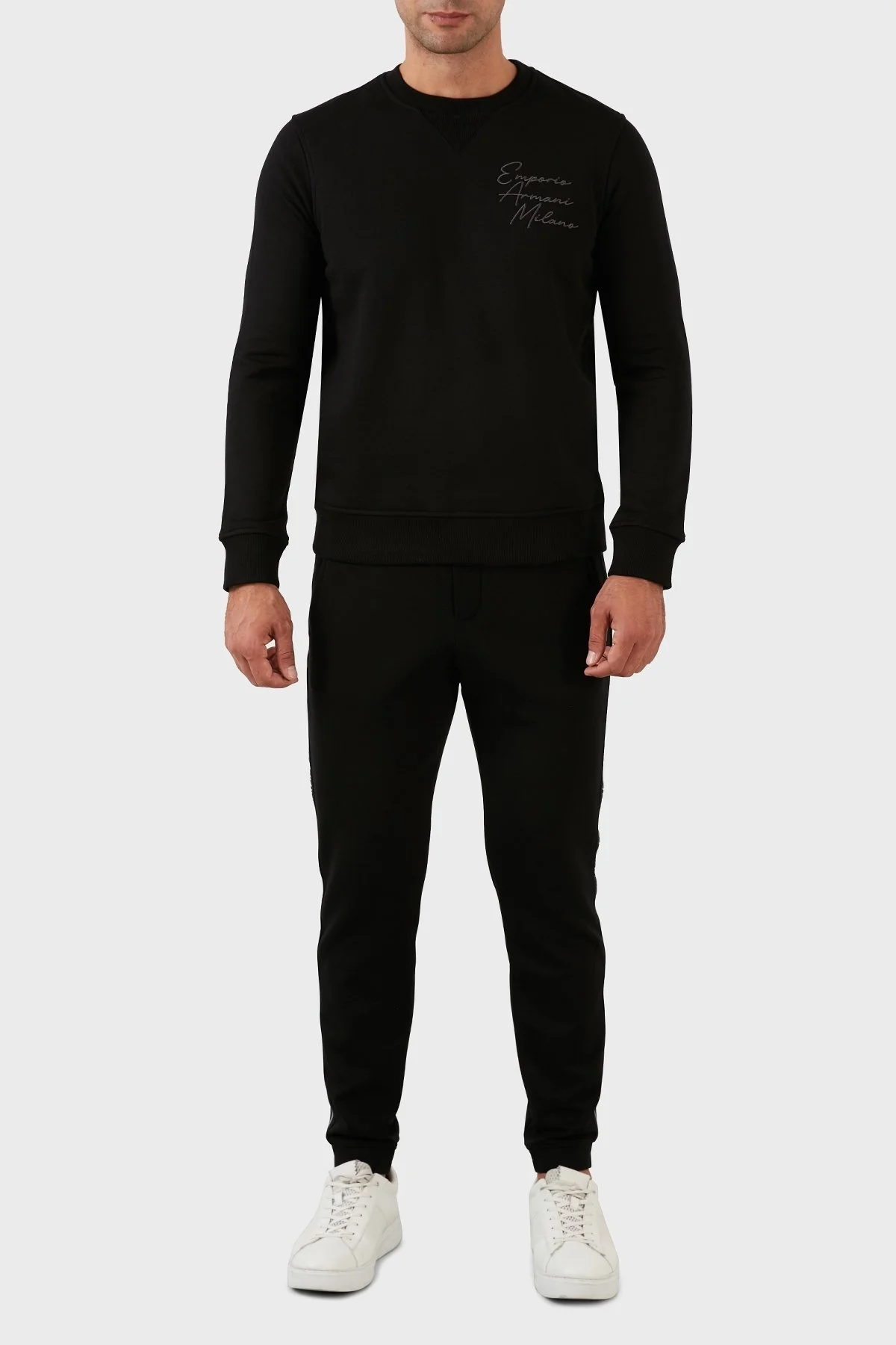 Emporio Armani Pamuklu Regular Fit Bisiklet Yaka Şardonlu Erkek Sweat 6L1MP2 1JQNZ 0030 SİYAH - 5