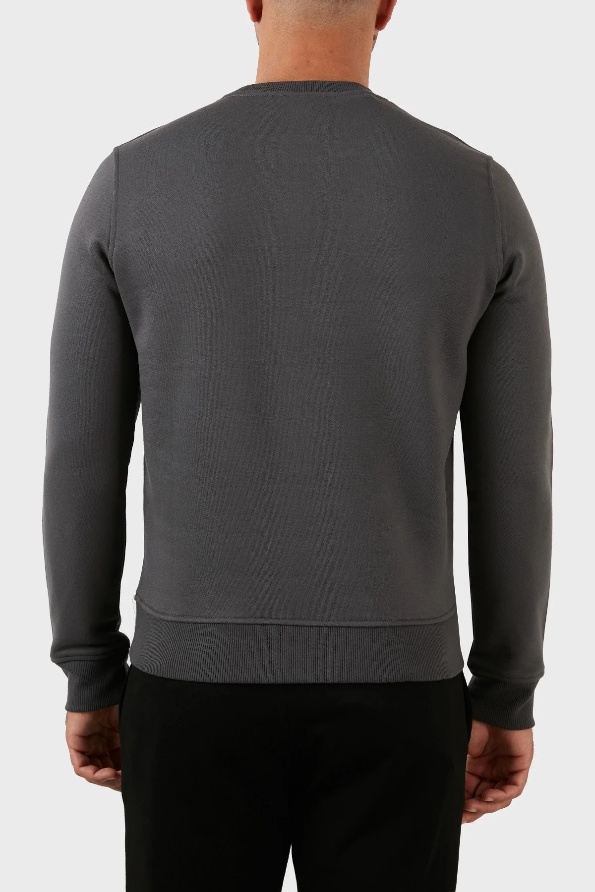 Emporio Armani Pamuklu Regular Fit Bisiklet Yaka Şardonlu Erkek Sweat 6L1MP2 1JQNZ 06A9 KOYU GRİ - 5