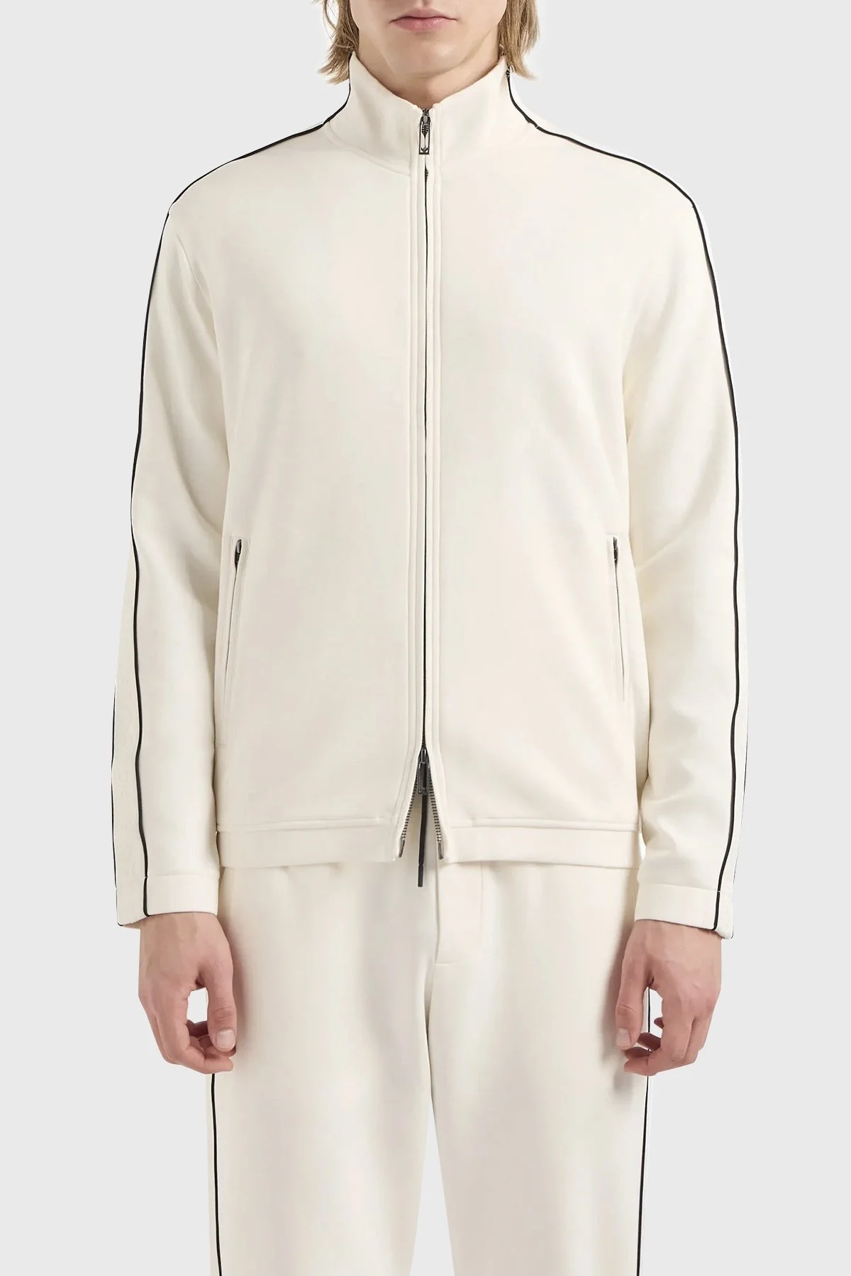 Emporio Armani Pamuklu Regular Fit Dik Yaka Erkek Sweat 3D1M69 1JHSZ 0128 EKRU - 1