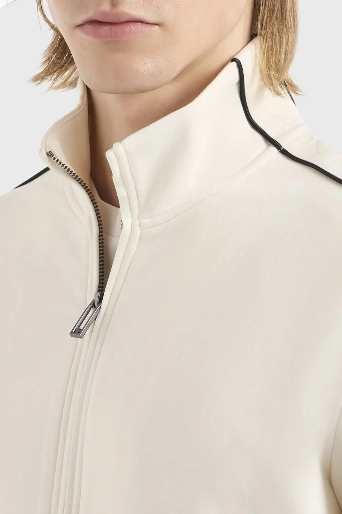 Emporio Armani Pamuklu Regular Fit Dik Yaka Erkek Sweat 3D1M69 1JHSZ 0128 EKRU - 4