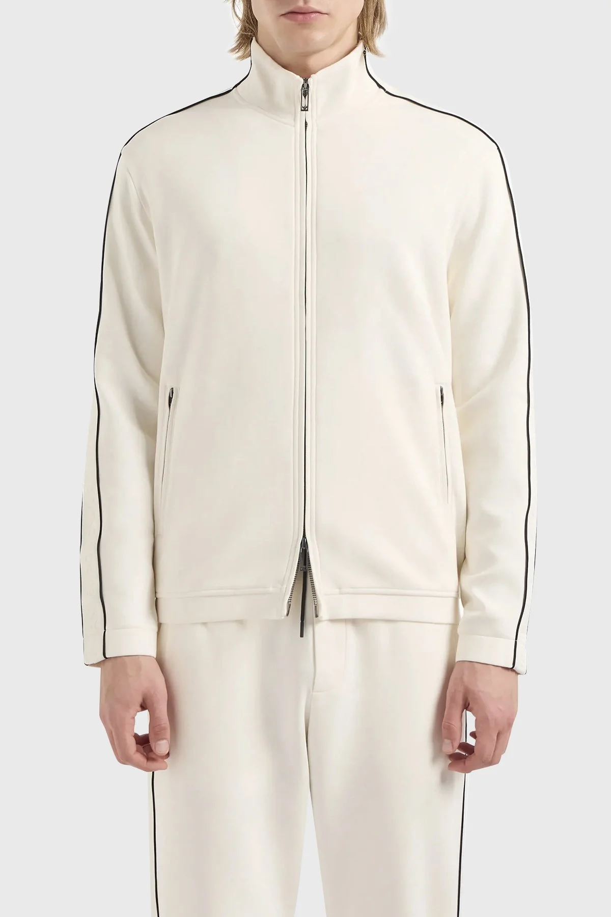 Emporio Armani Pamuklu Regular Fit Dik Yaka Erkek Sweat 3D1M69 1JHSZ 0128 EKRU - 1