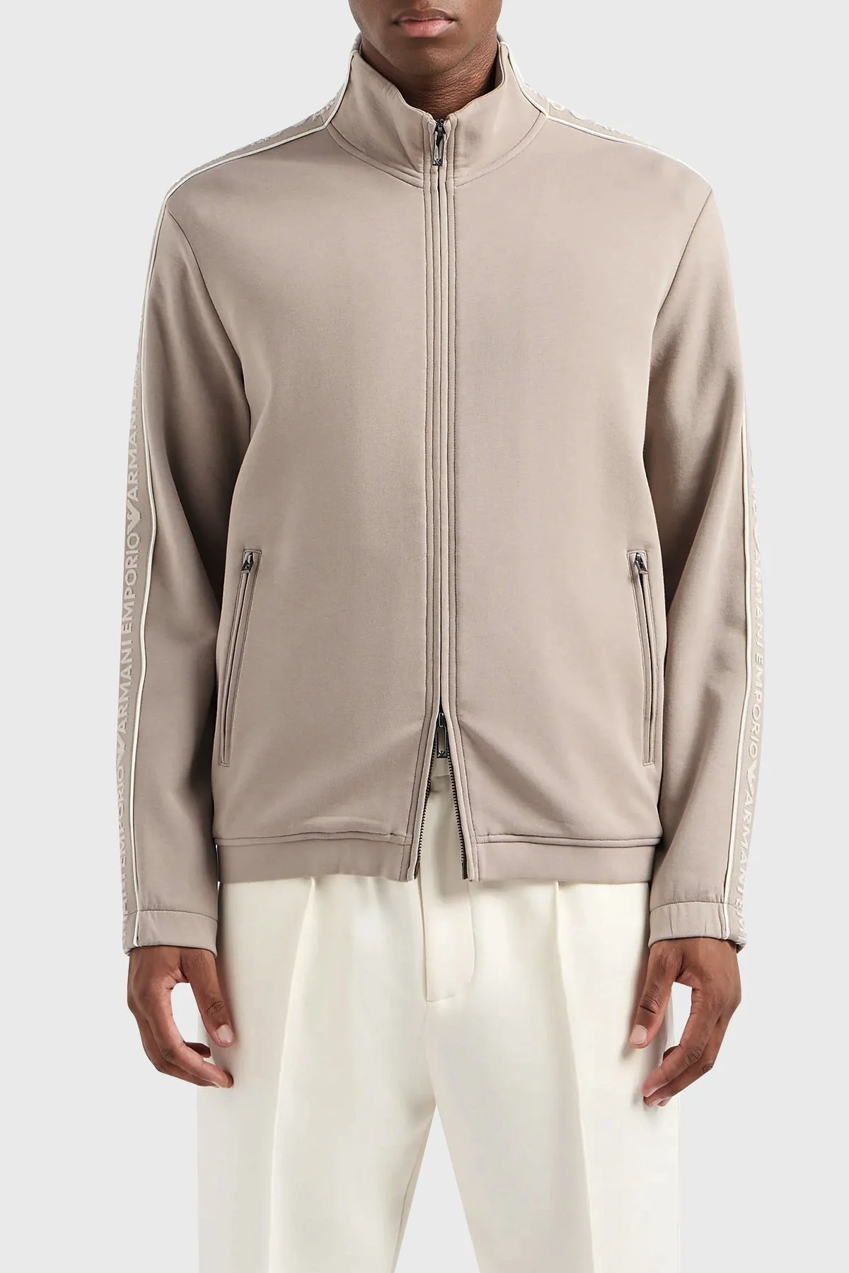 Emporio Armani Pamuklu Regular Fit Dik Yaka Erkek Sweat 3D1M69 1JHSZ 0650 BEJ - 1
