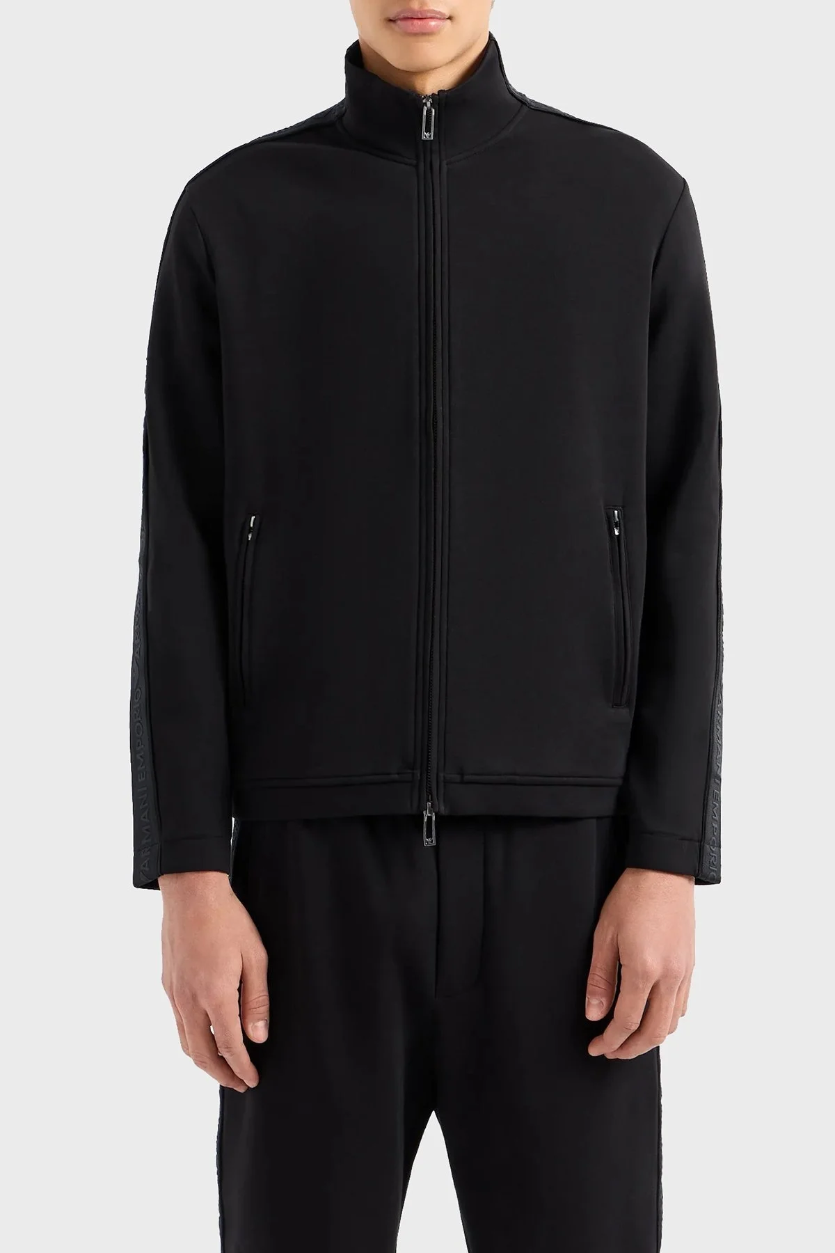Emporio Armani Pamuklu Regular Fit Dik Yaka Erkek Sweat 3D1M69 1JHSZ 0999 SİYAH - 1