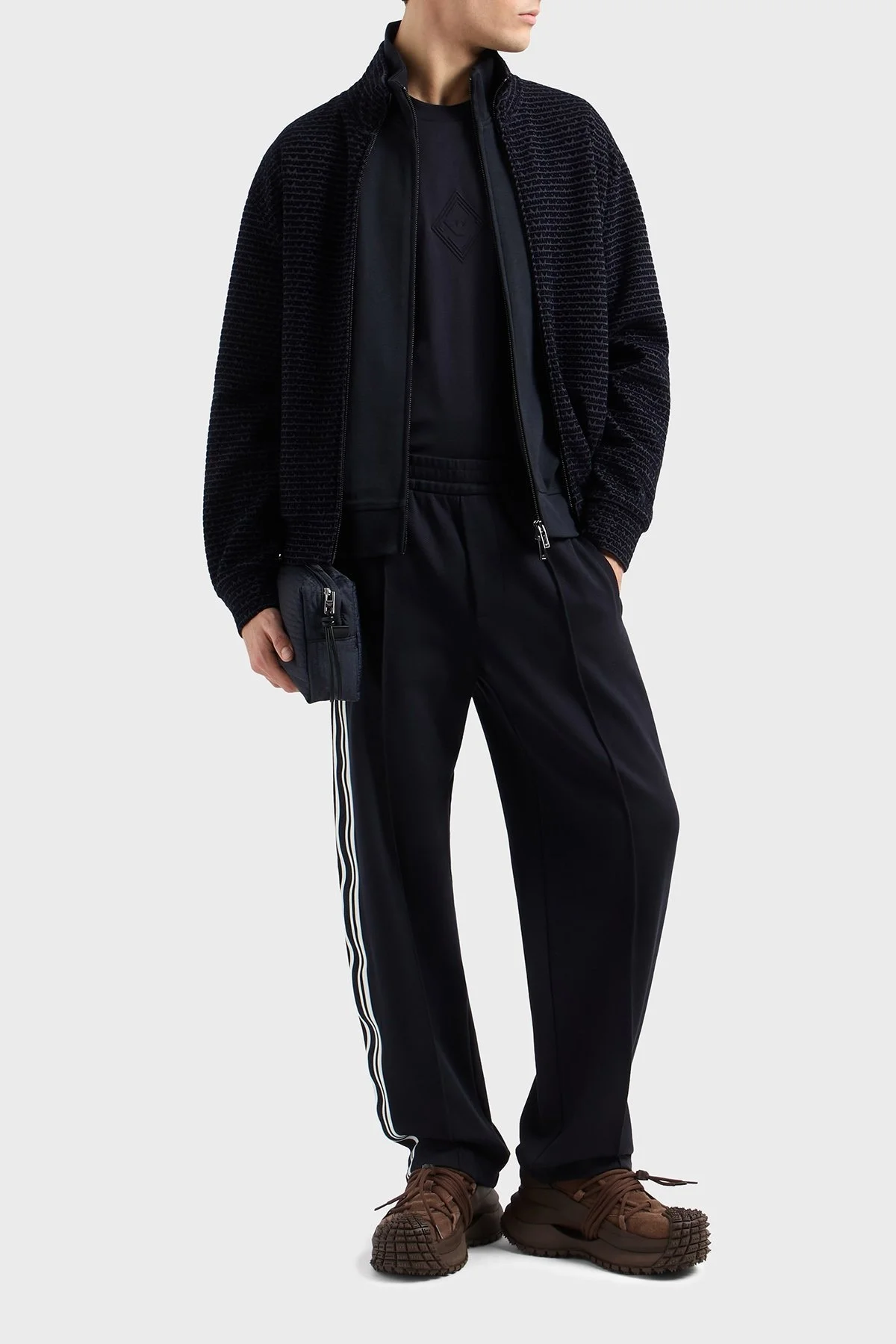 Emporio Armani Pamuklu Regular Fit Dik Yaka Logo Bantlı Erkek Sweat EM001110 AF13488 UB118 LACİVERT - 7