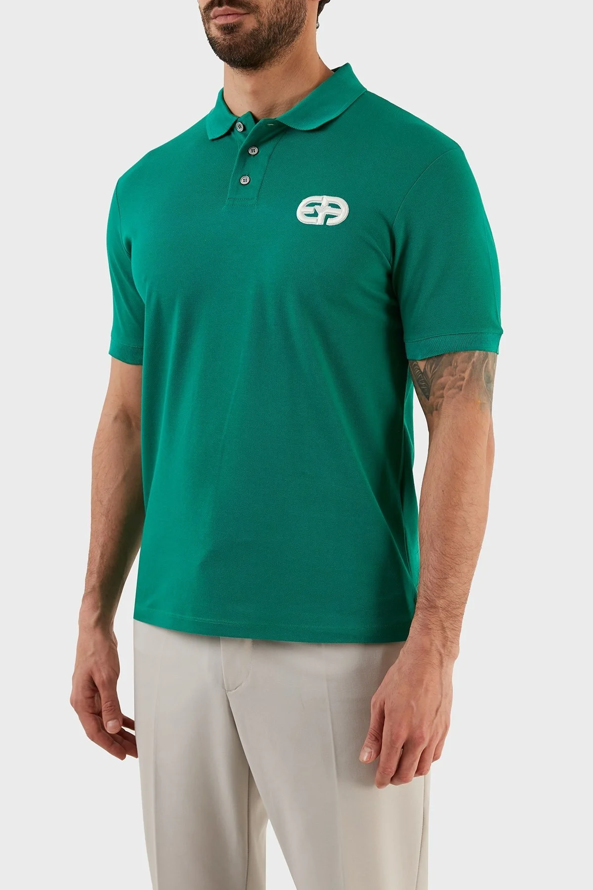 Emporio Armani Pamuklu Regular Fit Düğmeli Erkek Polo T Shirt 3L1FAT 1JTKZ 0575 YEŞİL - 2