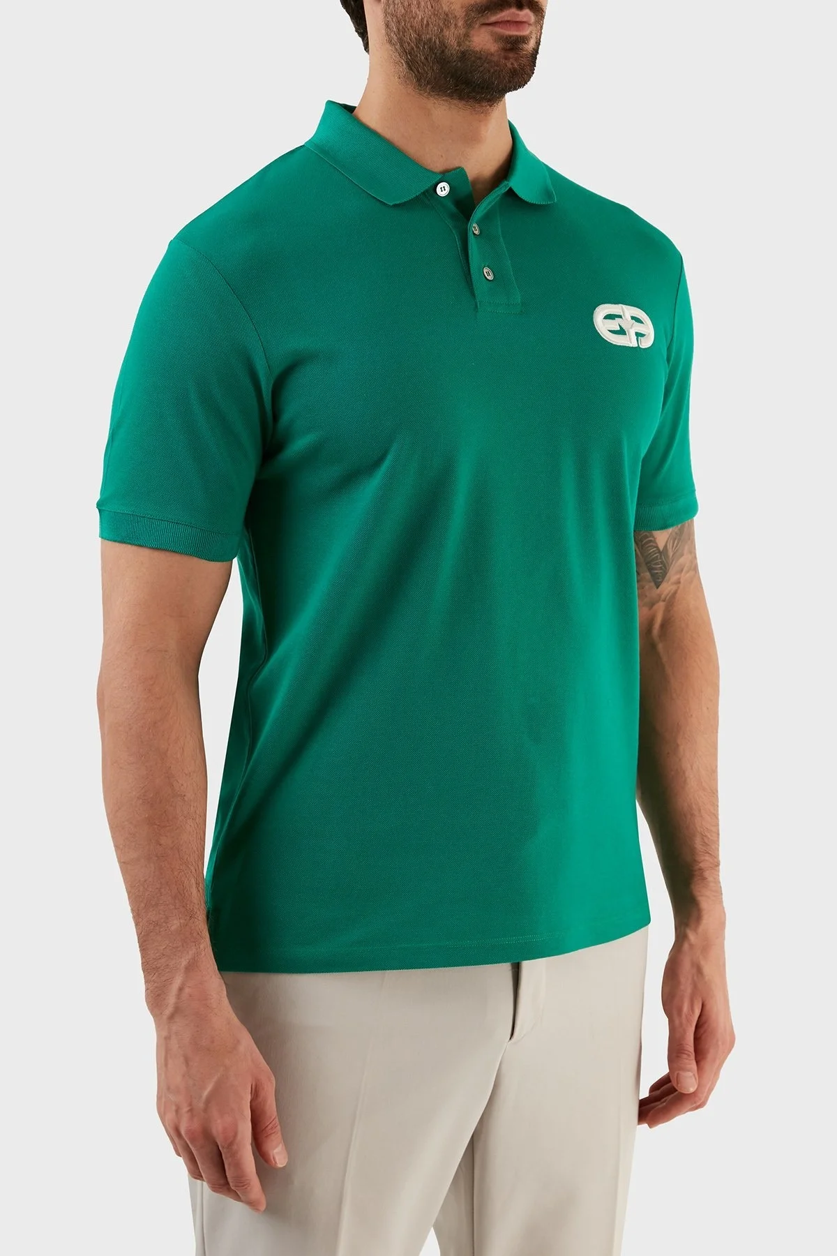 Emporio Armani Pamuklu Regular Fit Düğmeli Erkek Polo T Shirt 3L1FAT 1JTKZ 0575 YEŞİL - 3