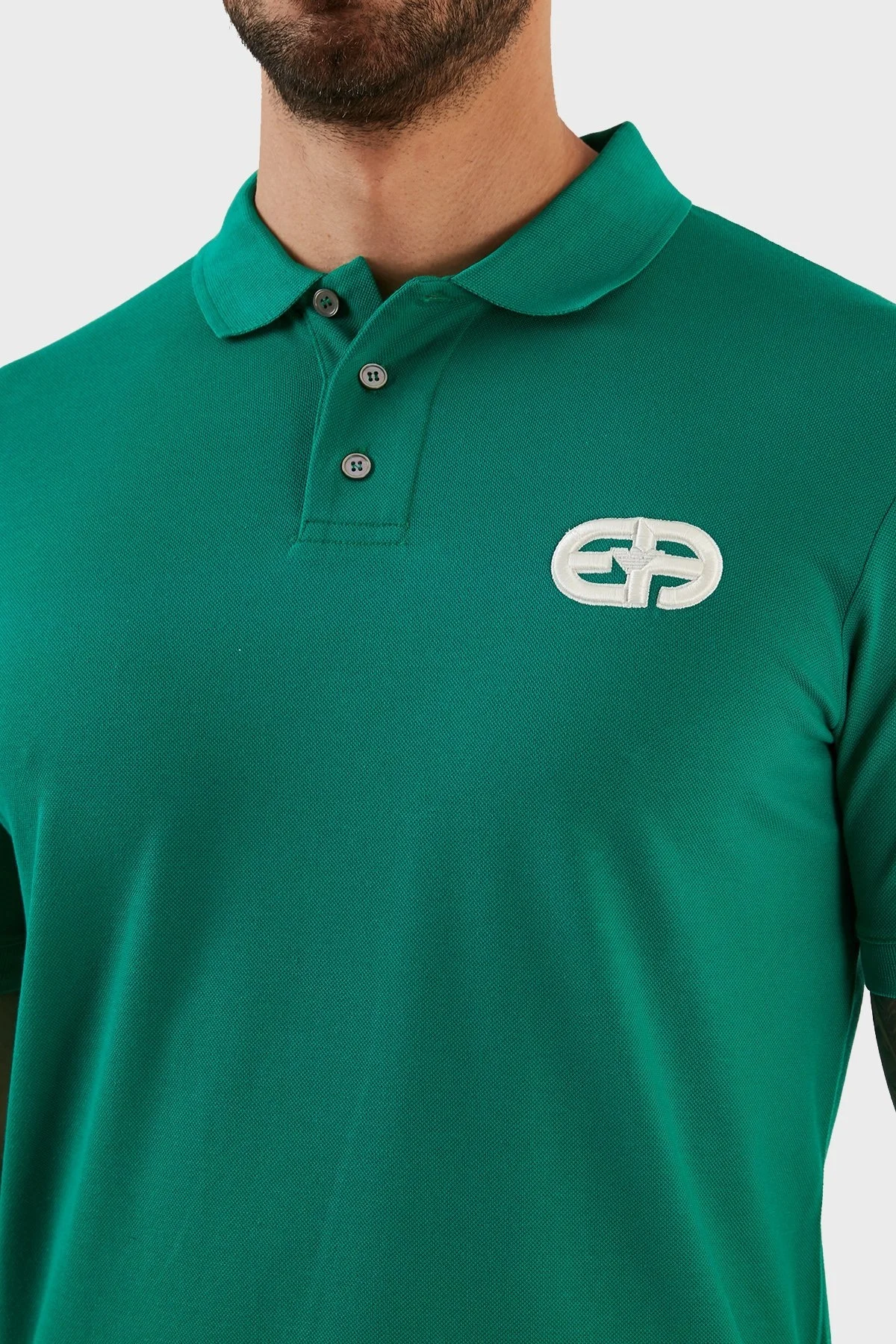 Emporio Armani Pamuklu Regular Fit Düğmeli Erkek Polo T Shirt 3L1FAT 1JTKZ 0575 YEŞİL - 4