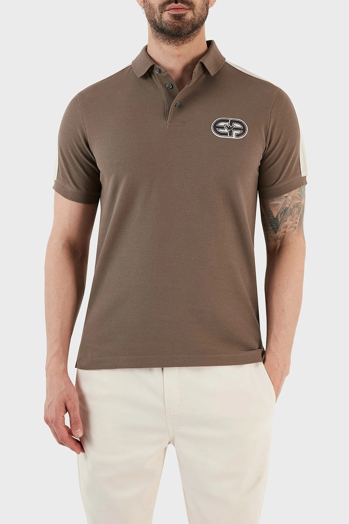 Emporio Armani Pamuklu Regular Fit Düğmeli Erkek Polo T Shirt 3R1F77 1JCYZ 0440 KAHVE - 1