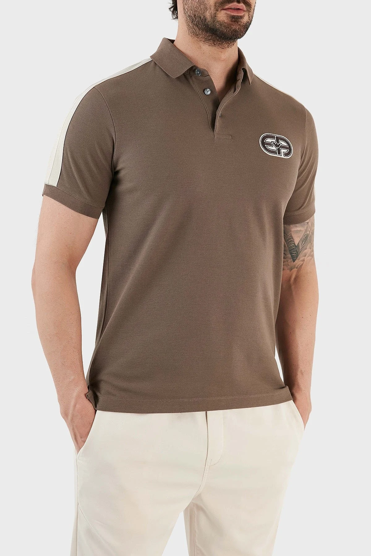 Emporio Armani Pamuklu Regular Fit Düğmeli Erkek Polo T Shirt 3R1F77 1JCYZ 0440 KAHVE - 2