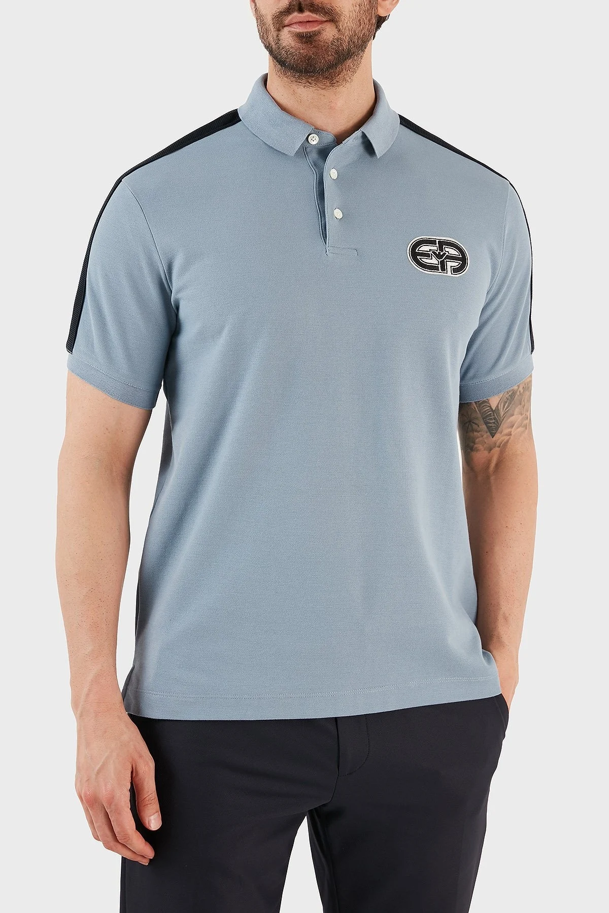 Emporio Armani Pamuklu Regular Fit Düğmeli Erkek Polo T Shirt 3R1F77 1JCYZ 0738 MAVİ - 1