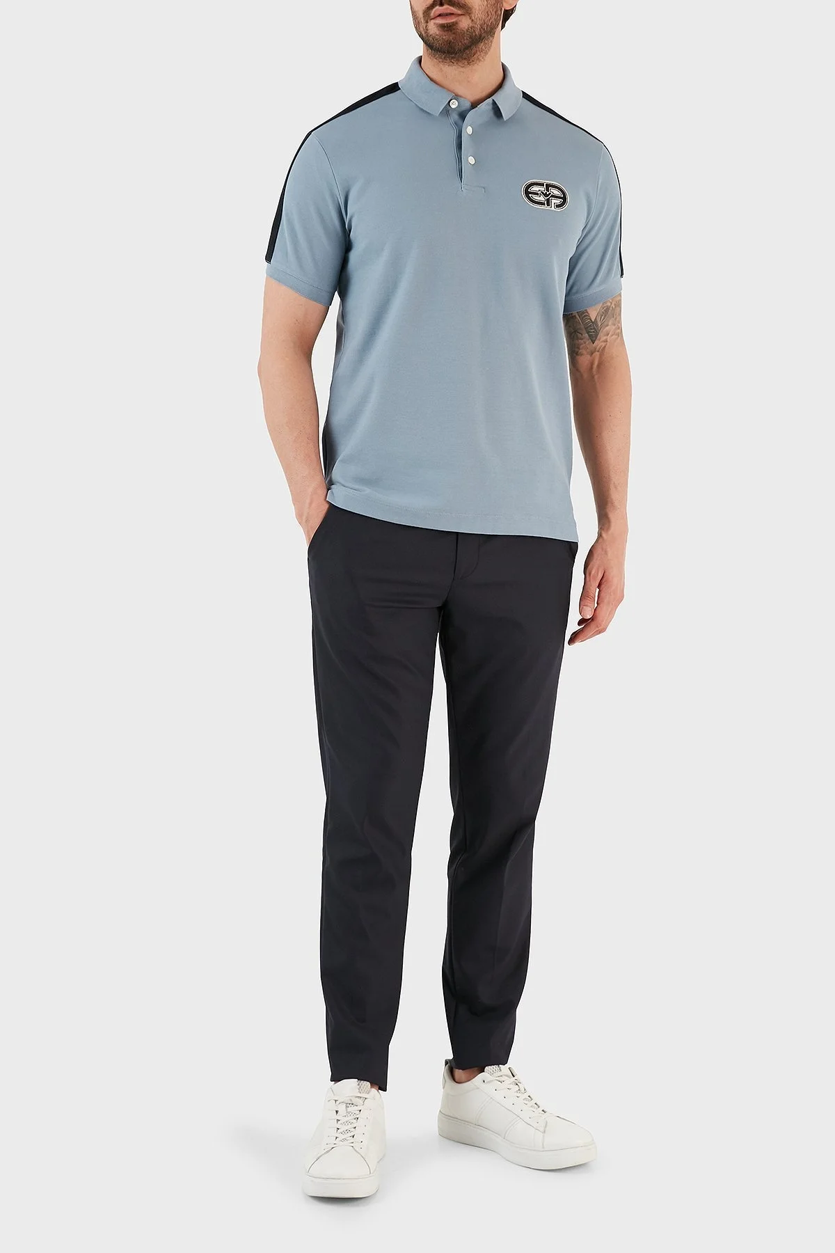 Emporio Armani Pamuklu Regular Fit Düğmeli Erkek Polo T Shirt 3R1F77 1JCYZ 0738 MAVİ - 4