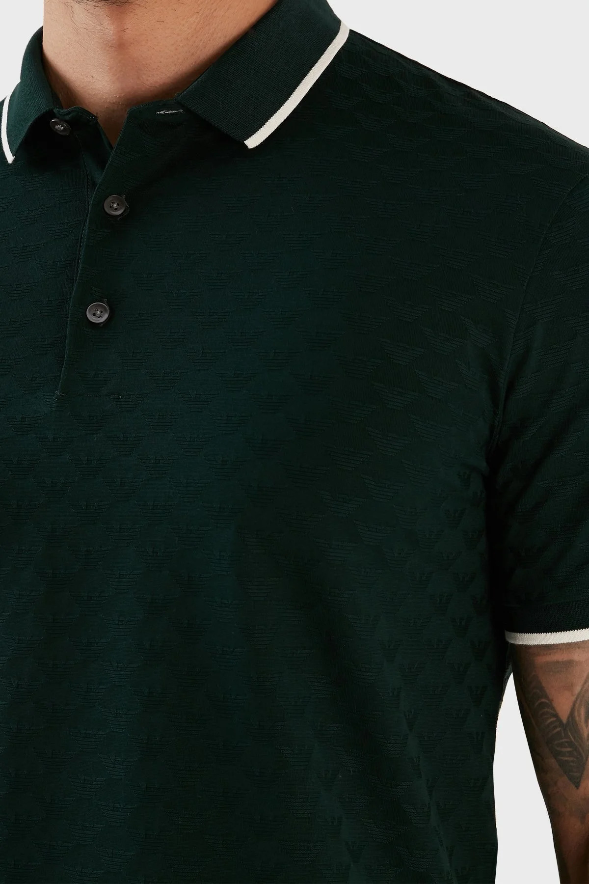 Emporio Armani Pamuklu Regular Fit Düğmeli Erkek Polo T Shirt 8N1FP0 1JHWZ 0590 HAKİ - 4