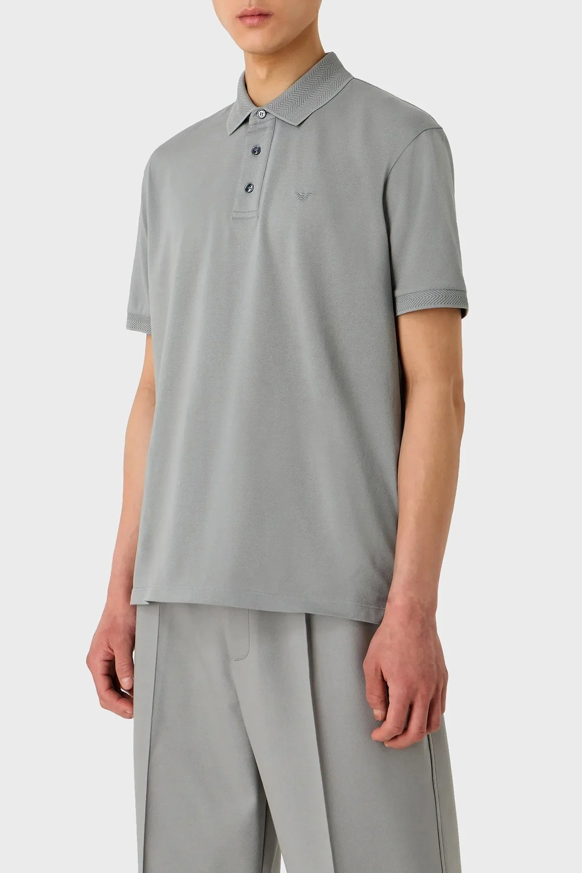 Emporio Armani Pamuklu Regular Fit Düğmeli Erkek Polo Yaka T Shirt 3D1FF2 1JTKZ 06G1 GRİ - 1