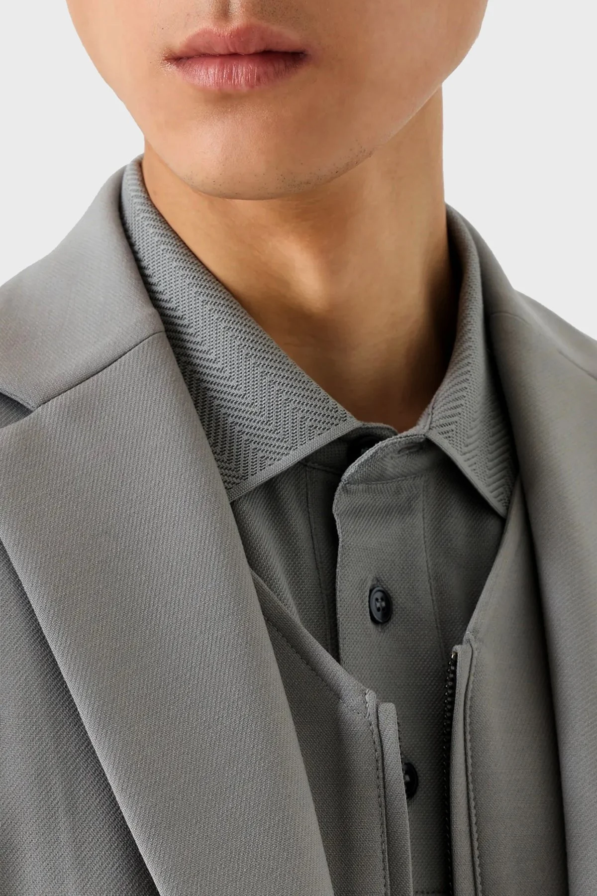 Emporio Armani Pamuklu Regular Fit Düğmeli Erkek Polo Yaka T Shirt 3D1FF2 1JTKZ 06G1 GRİ - 4