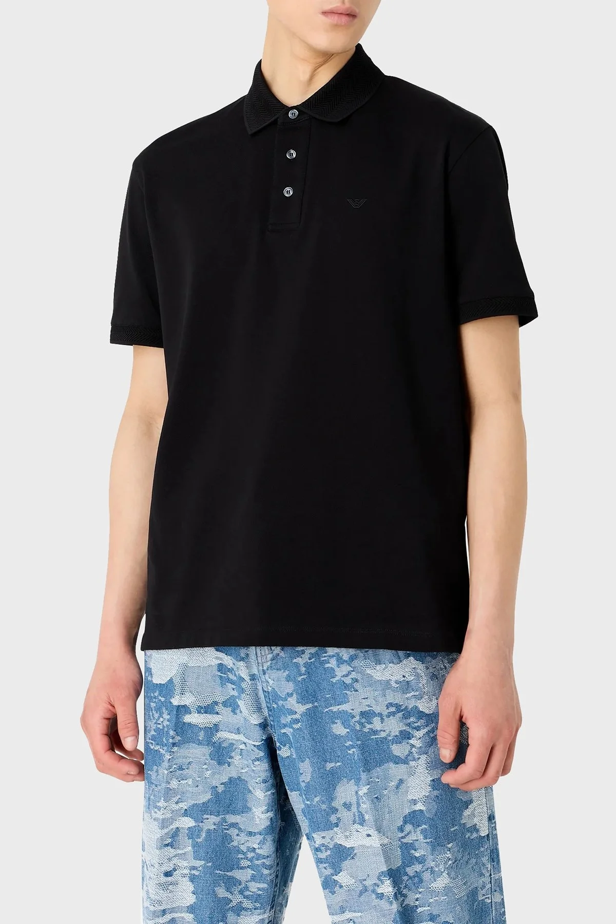 Emporio Armani Pamuklu Regular Fit Düğmeli Erkek Polo Yaka T Shirt 3D1FF2 1JTKZ 0999 SİYAH - 5