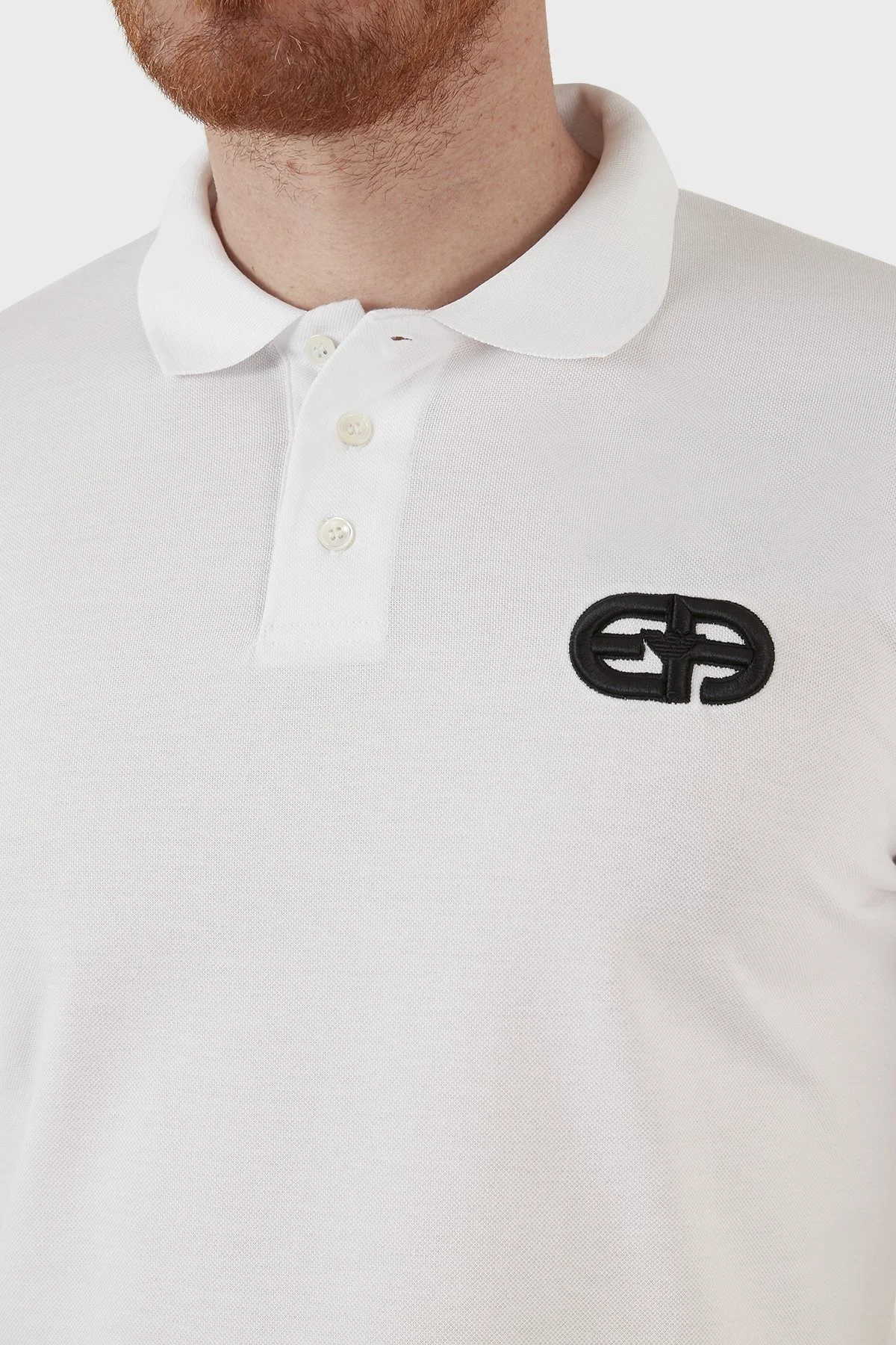 Emporio Armani Pamuklu Regular Fit Düğmeli T Shirt Erkek Polo 3L1FAT 1JTKZ 0100 BEYAZ - 4