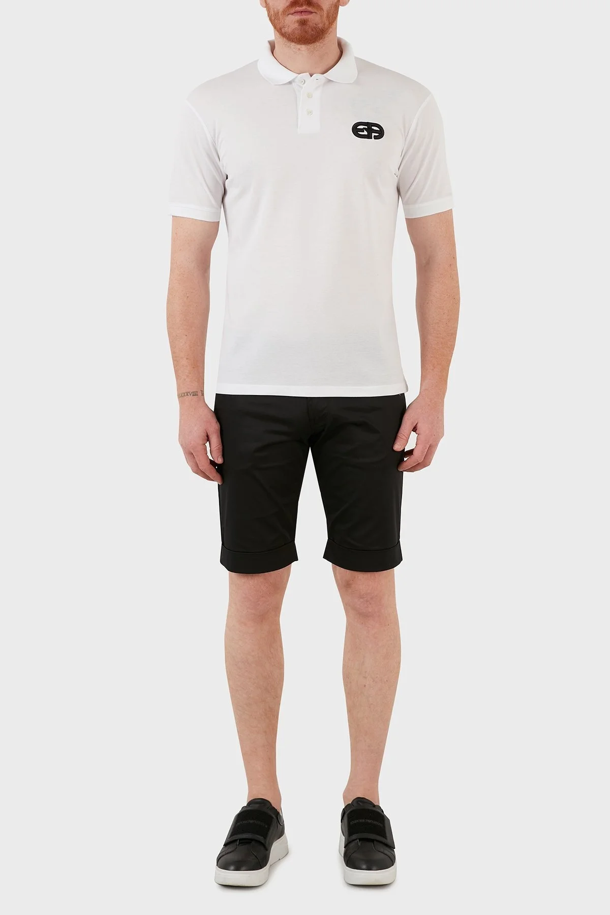 Emporio Armani Pamuklu Regular Fit Düğmeli T Shirt Erkek Polo 3L1FAT 1JTKZ 0100 BEYAZ - 5