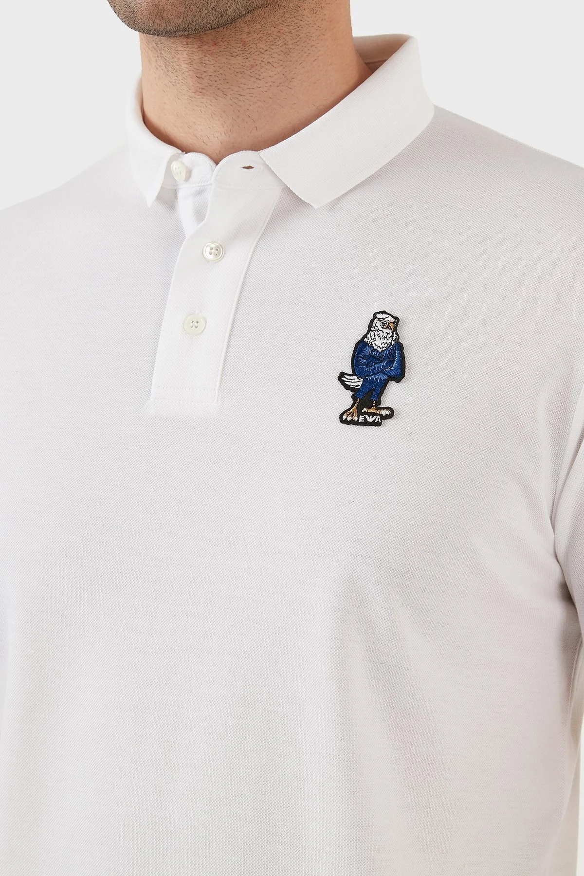 Emporio Armani Pamuklu Regular Fit Düğmeli T Shirt Erkek Polo 3L1FAU 1JTKZ 0100 BEYAZ - 4