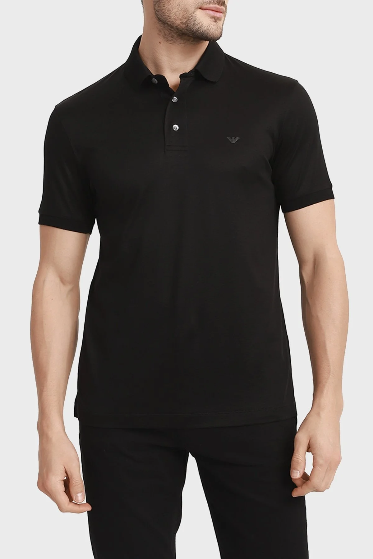 Emporio Armani Pamuklu Regular Fit Düğmeli Erkek Polo Yaka T Shirt 8N1F96 1JUVZ 0999 SİYAH - 1
