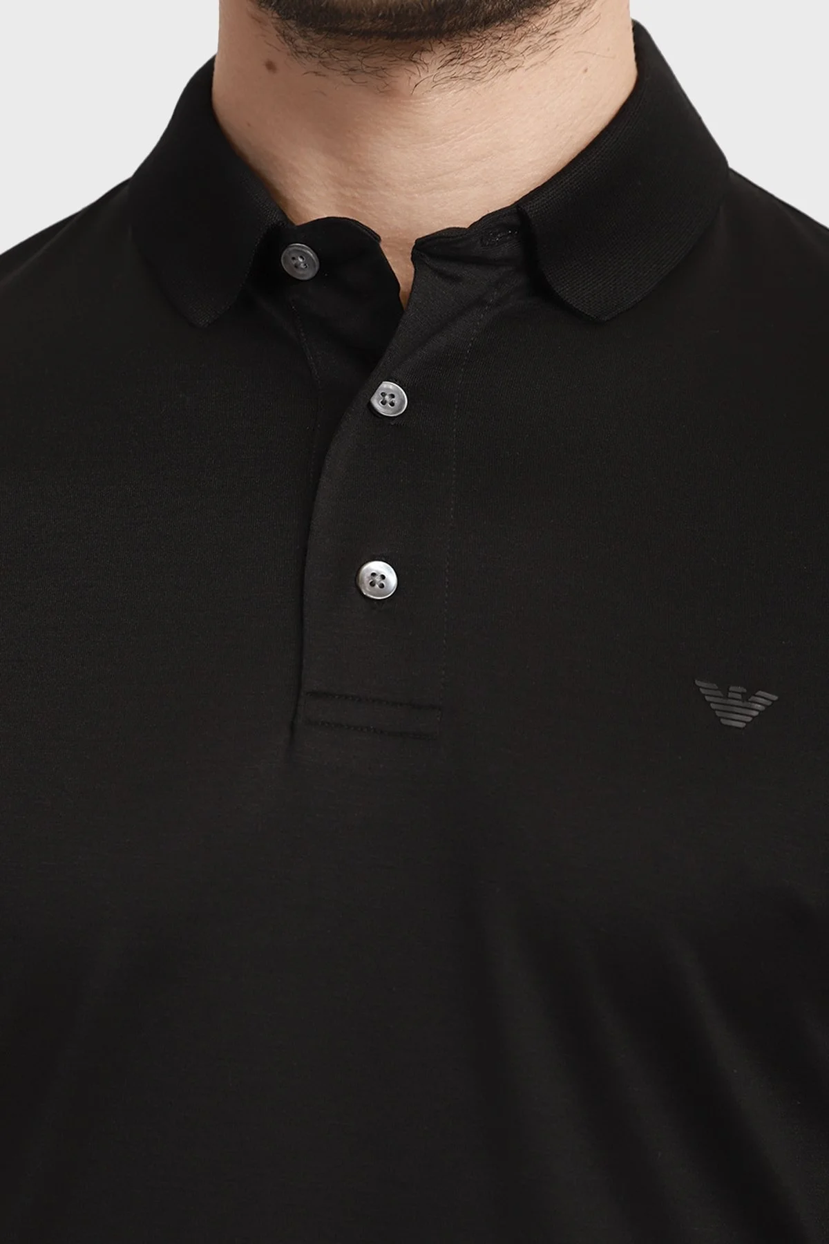 Emporio Armani Pamuklu Regular Fit Düğmeli Erkek Polo Yaka T Shirt 8N1F96 1JUVZ 0999 SİYAH - 3