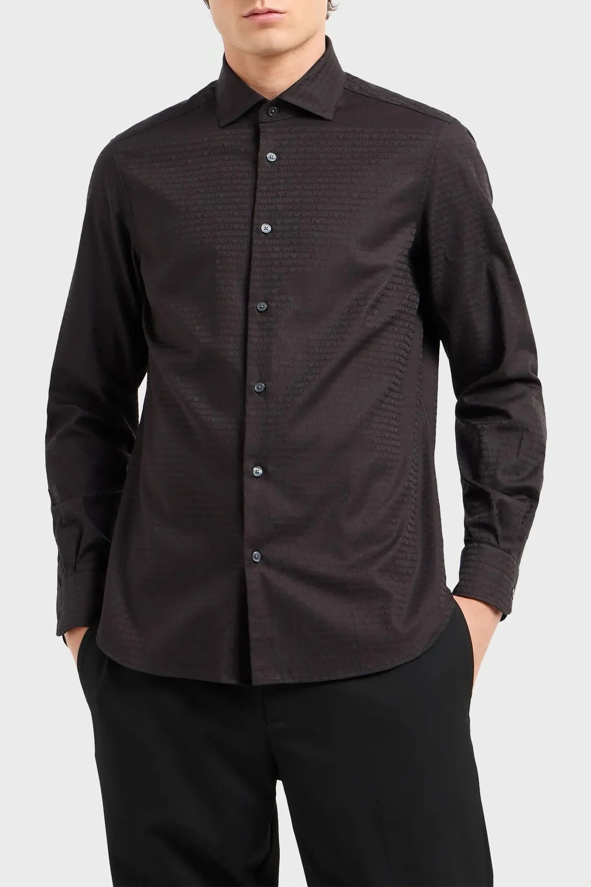 Emporio Armani Pamuklu Regular Fit Erkek Gömlek 6D1C86 1NIUZ F018 SİYAH - 1