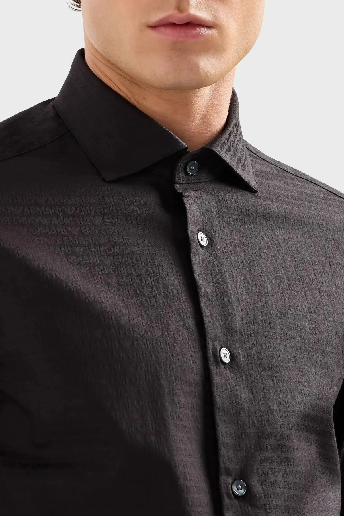 Emporio Armani Pamuklu Regular Fit Erkek Gömlek 6D1C86 1NIUZ F018 SİYAH - 4