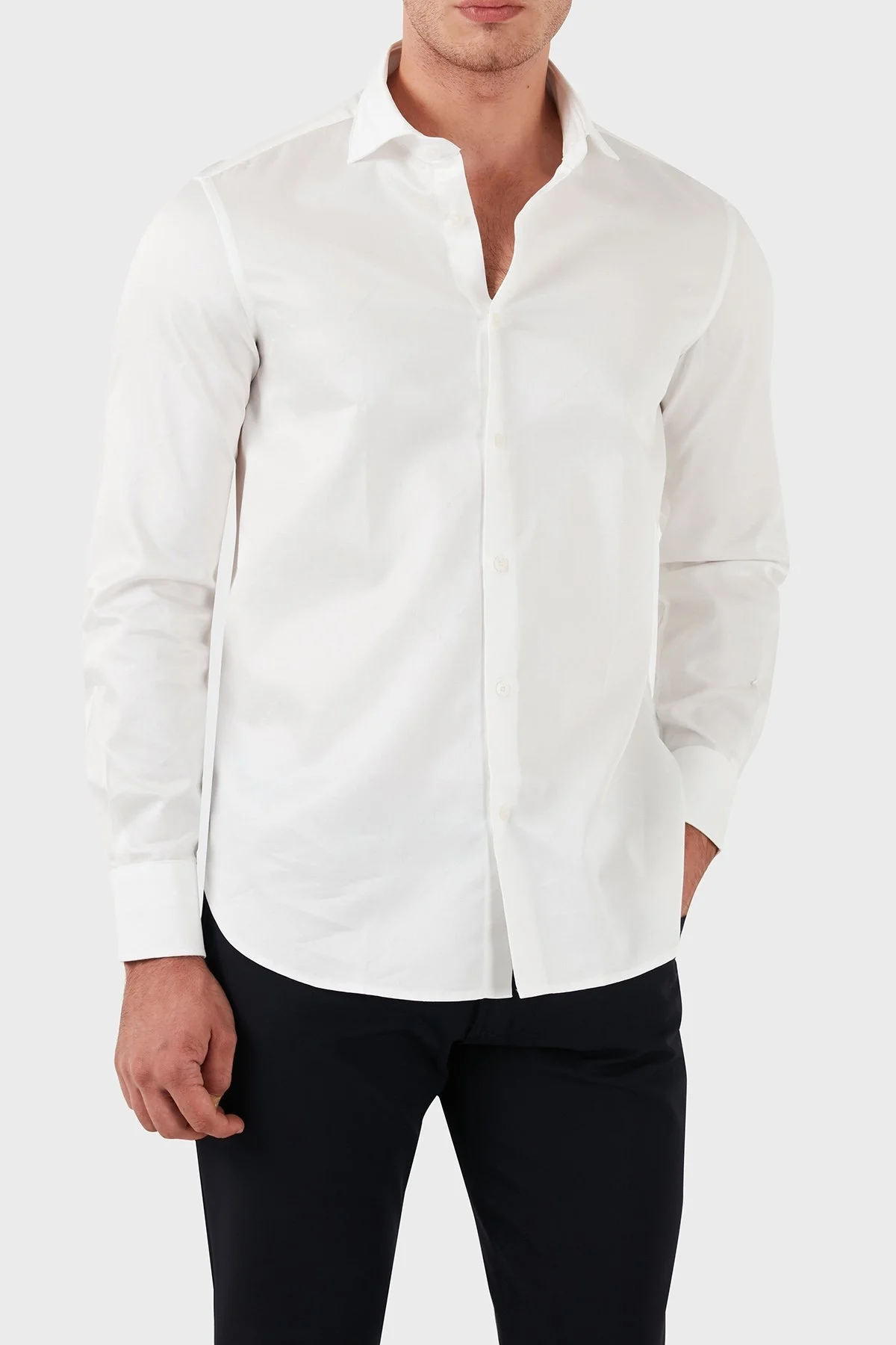 Emporio Armani Pamuklu Regular Fit Erkek Gömlek 6D1C86 1NIUZ F120 BEYAZ - 7