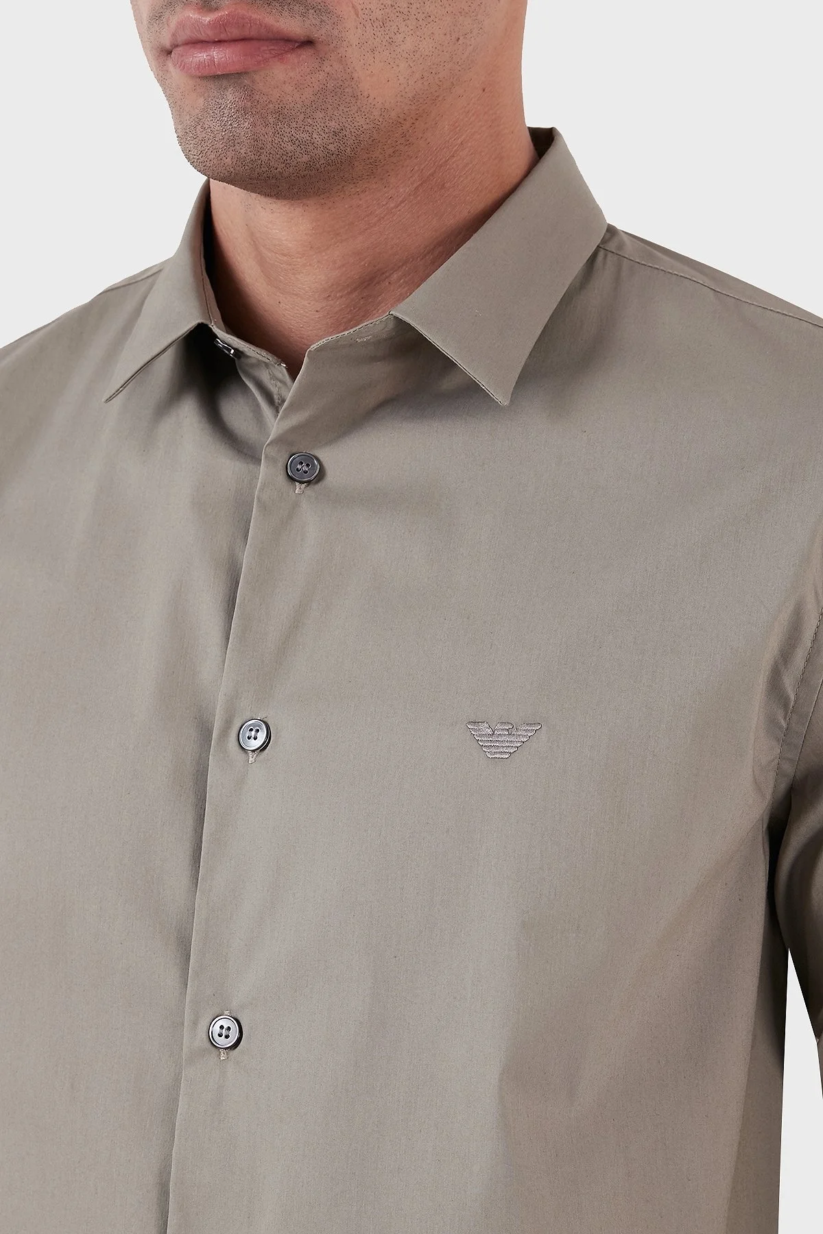 Emporio Armani Pamuklu Regular Fit Erkek Gömlek 8N1C09 1NI9Z 0643 GRİ - 5