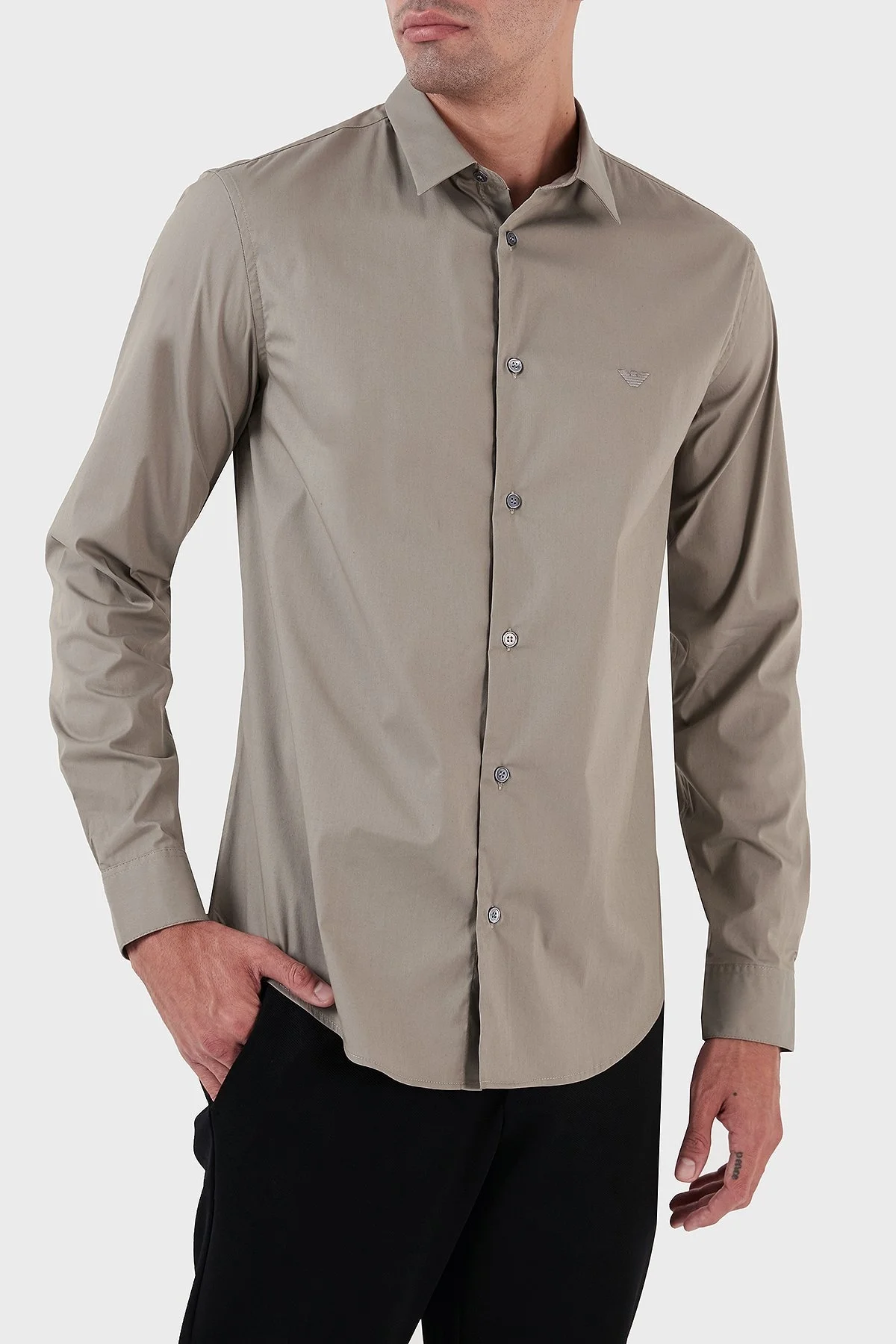 Emporio Armani Pamuklu Regular Fit Erkek Gömlek 8N1C09 1NI9Z 0643 GRİ - 6